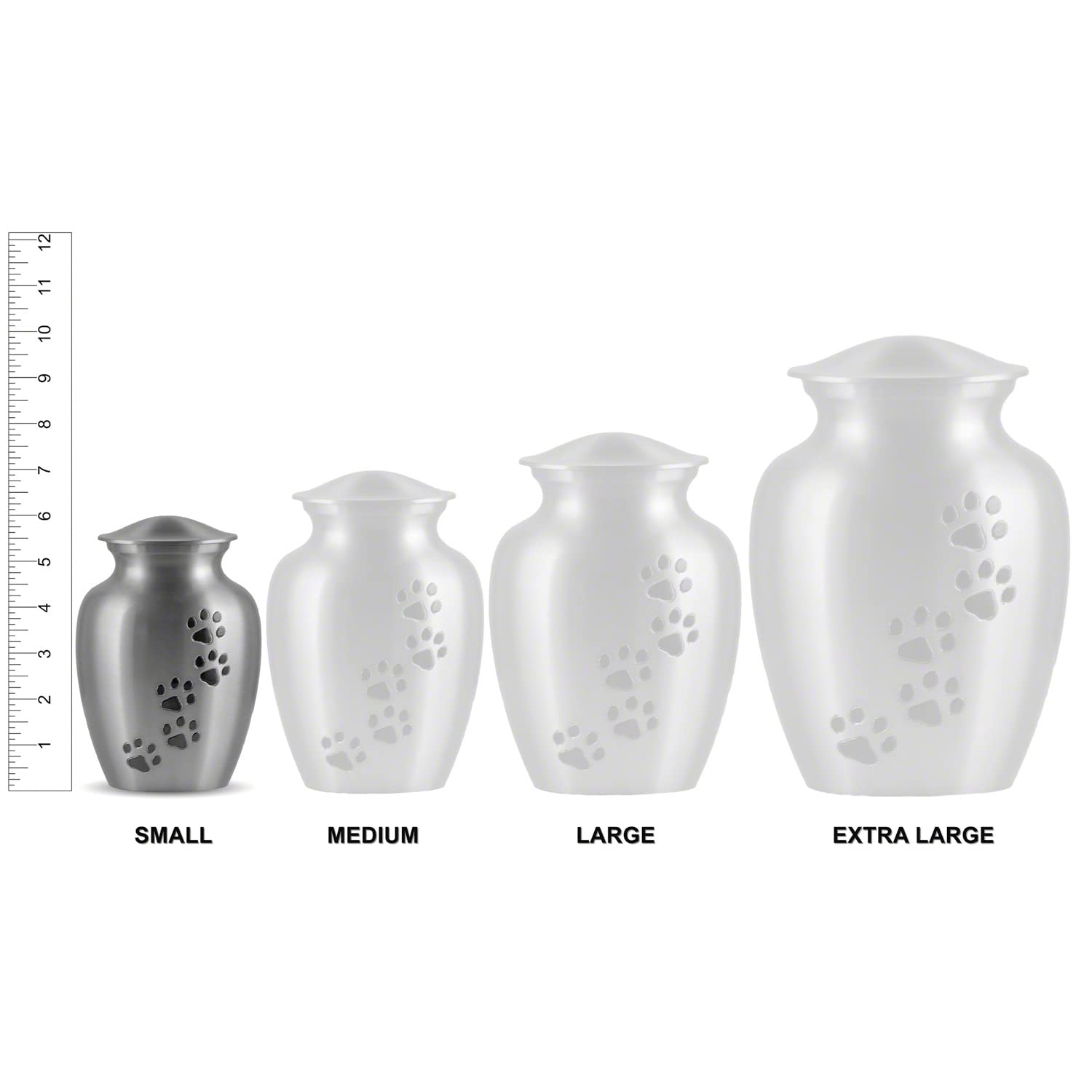 Ottillie Paws Tribute Series Small Pet Urn for Dogs and Cats - Ebony Finish, Horizontal Pewter Paws, Walnut Base, Silver/Black Plate - Perfect for Memorial Keepsakes and Home Display