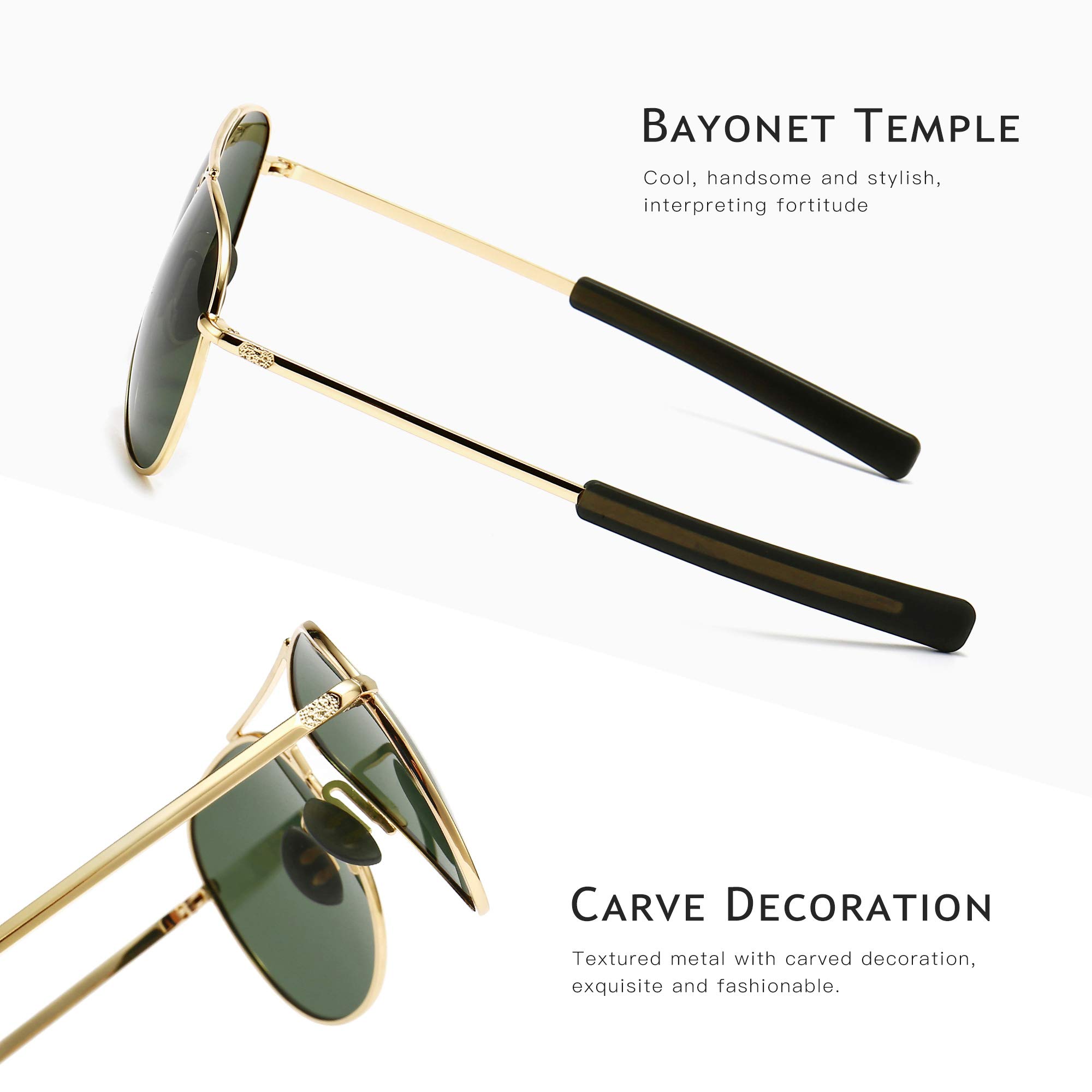 SUNGAIT Polarized Aviator Sunglasses for Men - UV400 Protection, Military Style, Classic Retro Design - Perfect for Driving, Outdoor Sports, and Fashion Accessories