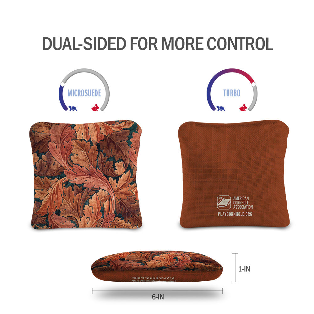 Premium William Morris Acanthus Cornhole Bags Set - Regulation Size 6