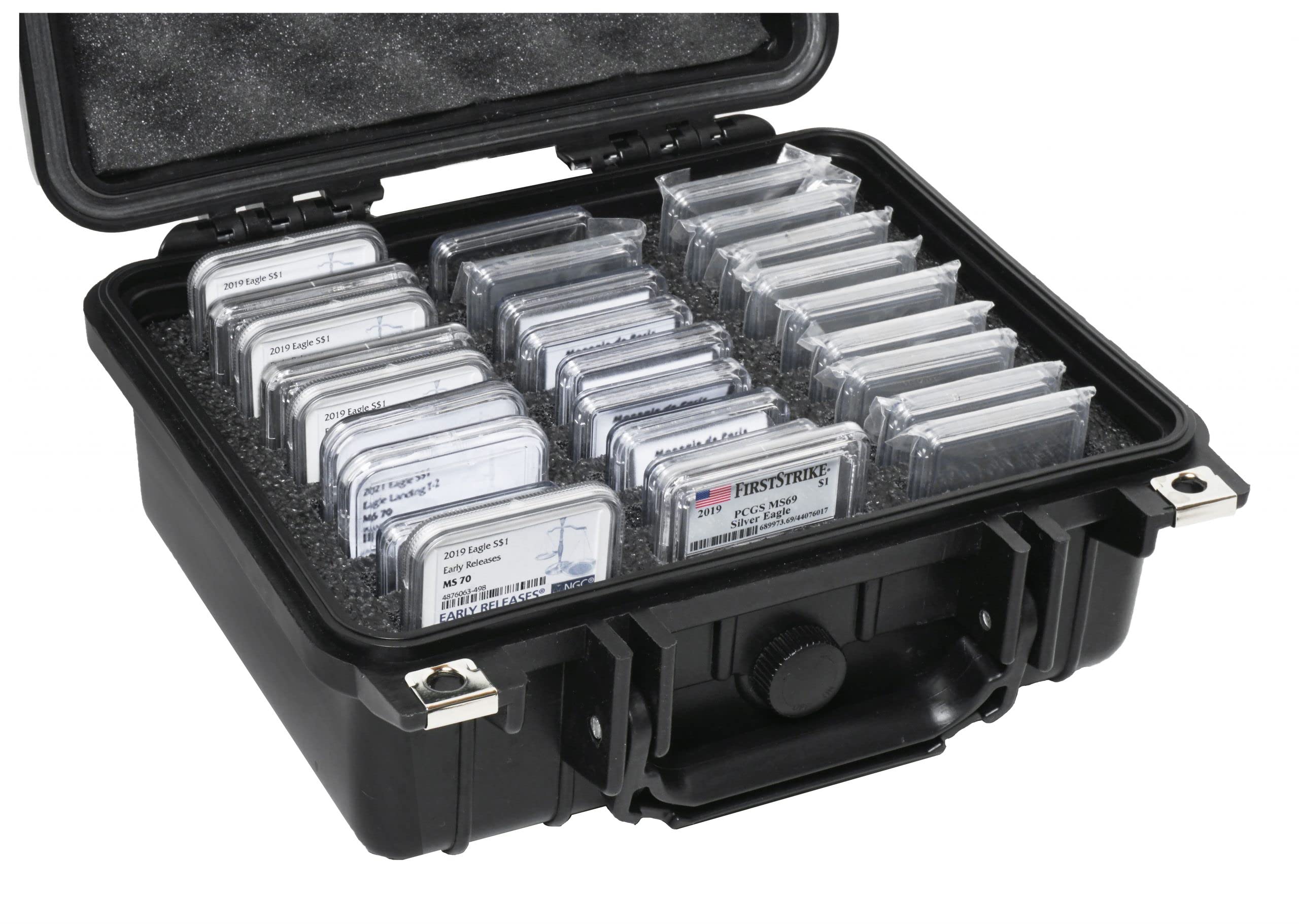 Case Club 27-45 Graded Coin Slab Storage Case - Secure Foam Slots for PCGS, NGC & Other Graded Coins - Durable Hard Shell Travel Organizer for Collectors - Perfect for Home Display, Safe Transport & Coin Collection Organization