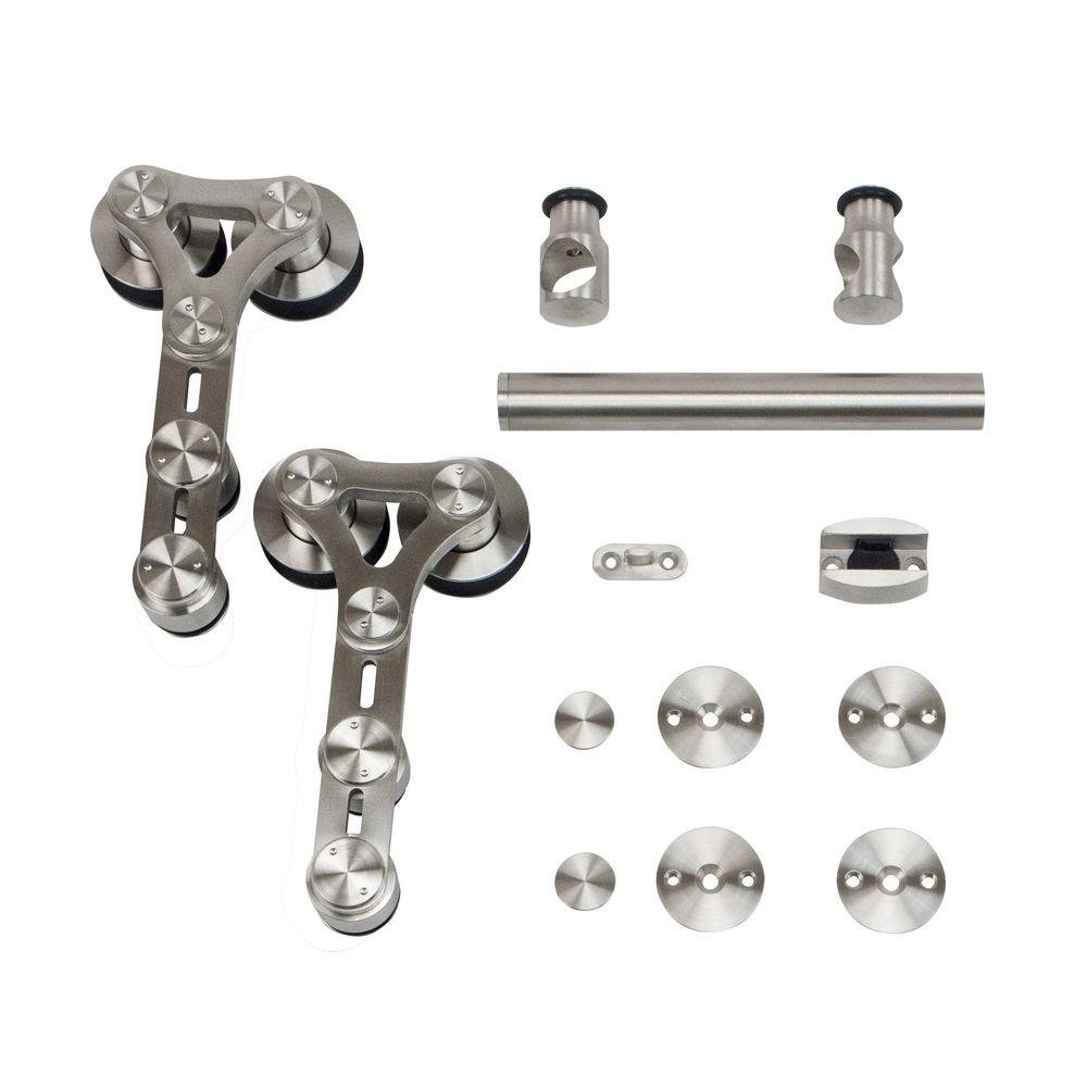 Quiet Glide Stainless Steel Dual Wheel Face Mount Hardware Kit - Smooth Sliding Cabinet & Drawer Solution for Kitchen, Bathroom & Office Furniture