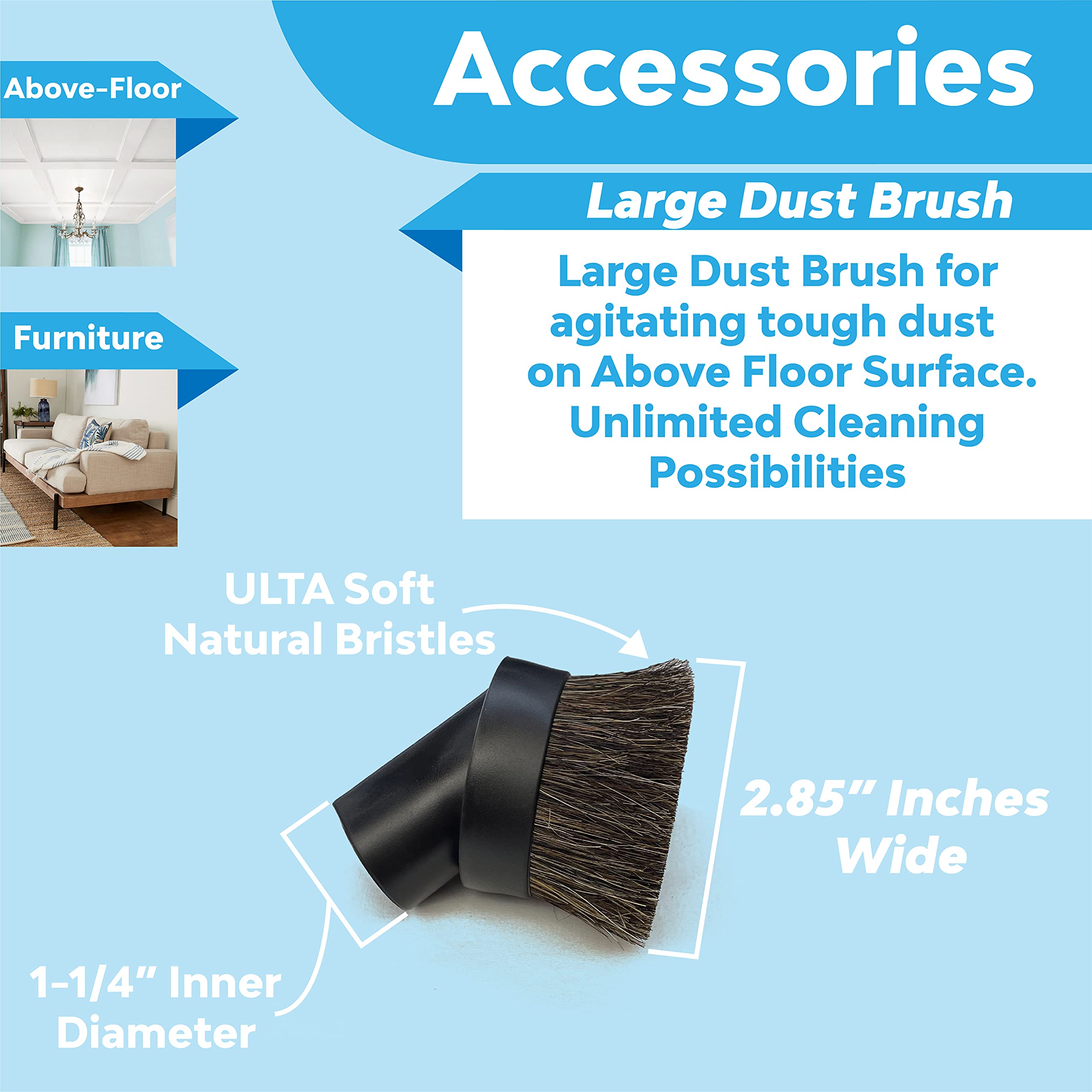 Wessel-Werk Central Vacuum Hose Kit with Floor & Household Attachments - Crushproof Vacuum Hose with On/Off Switch Control - Ideal for Home Cleaning, Car Detailing & Pet Hair Removal