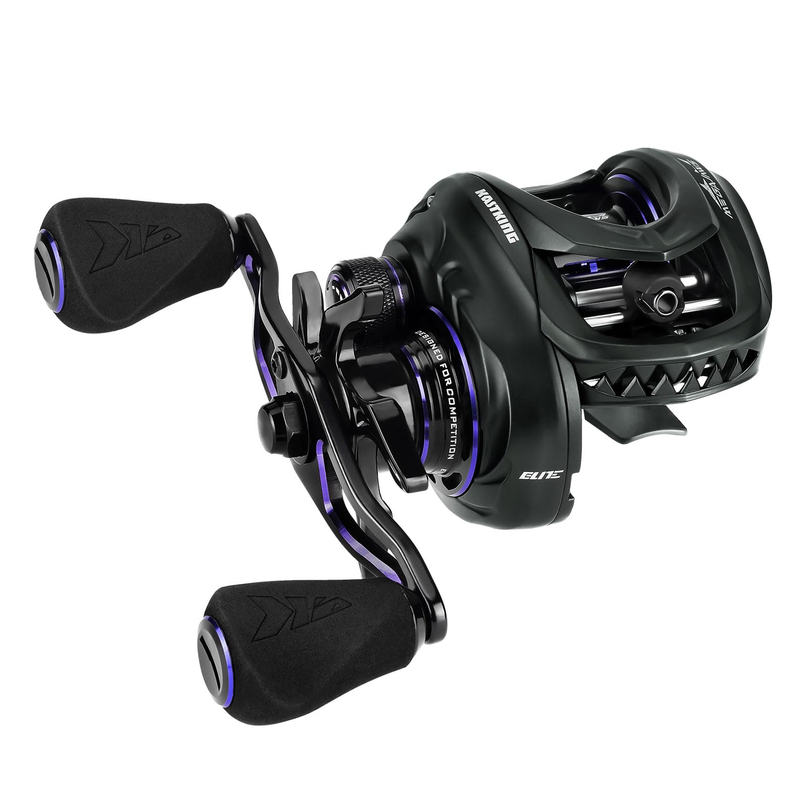 KastKing MegaJaws Elite Baitcasting Fishing Reel - Patented AMB System for Zero Backlash, Lightweight 6.4oz Aluminum Frame with Carbon Fiber Side Covers, Flipping Switch Function - Perfect for Bass Fishing, Saltwater Fishing and Tournament Angling