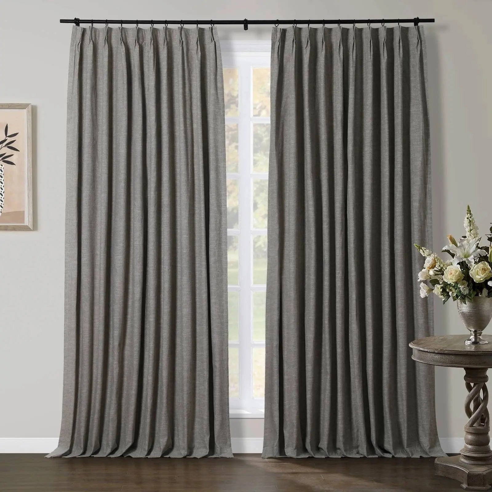 Luxury Linen Cotton Pleated Curtains - Blackout Drapes for Living Room & Bedroom - Elegant Home Decor Window Treatments