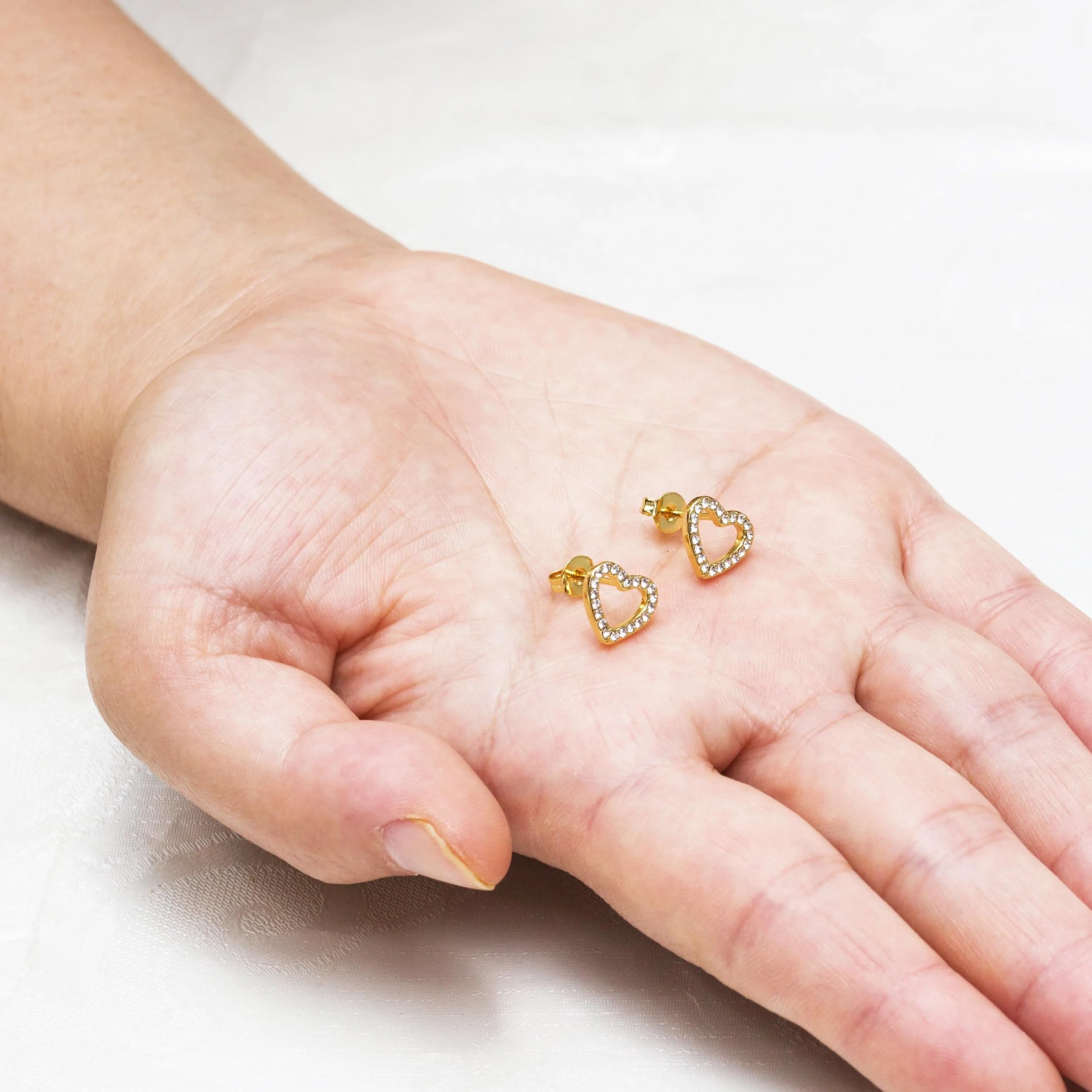 Gold Plated Open Heart Earrings with Zirconia - Perfect for Gifts & Date Nights