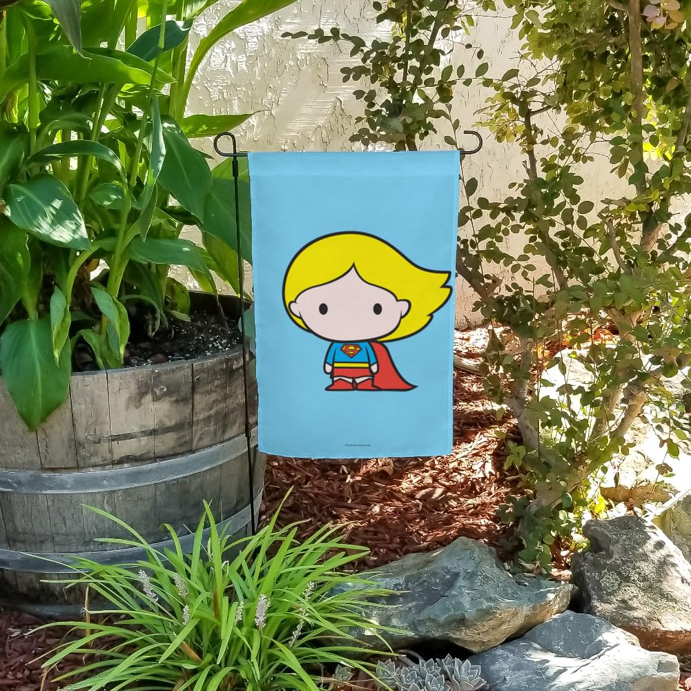 Superman & Supergirl Cute Chibi Character Garden Yard Flag - Decorative Outdoor Superhero Flags for Comic Fans, Backyard, Lawn, Patio Decor