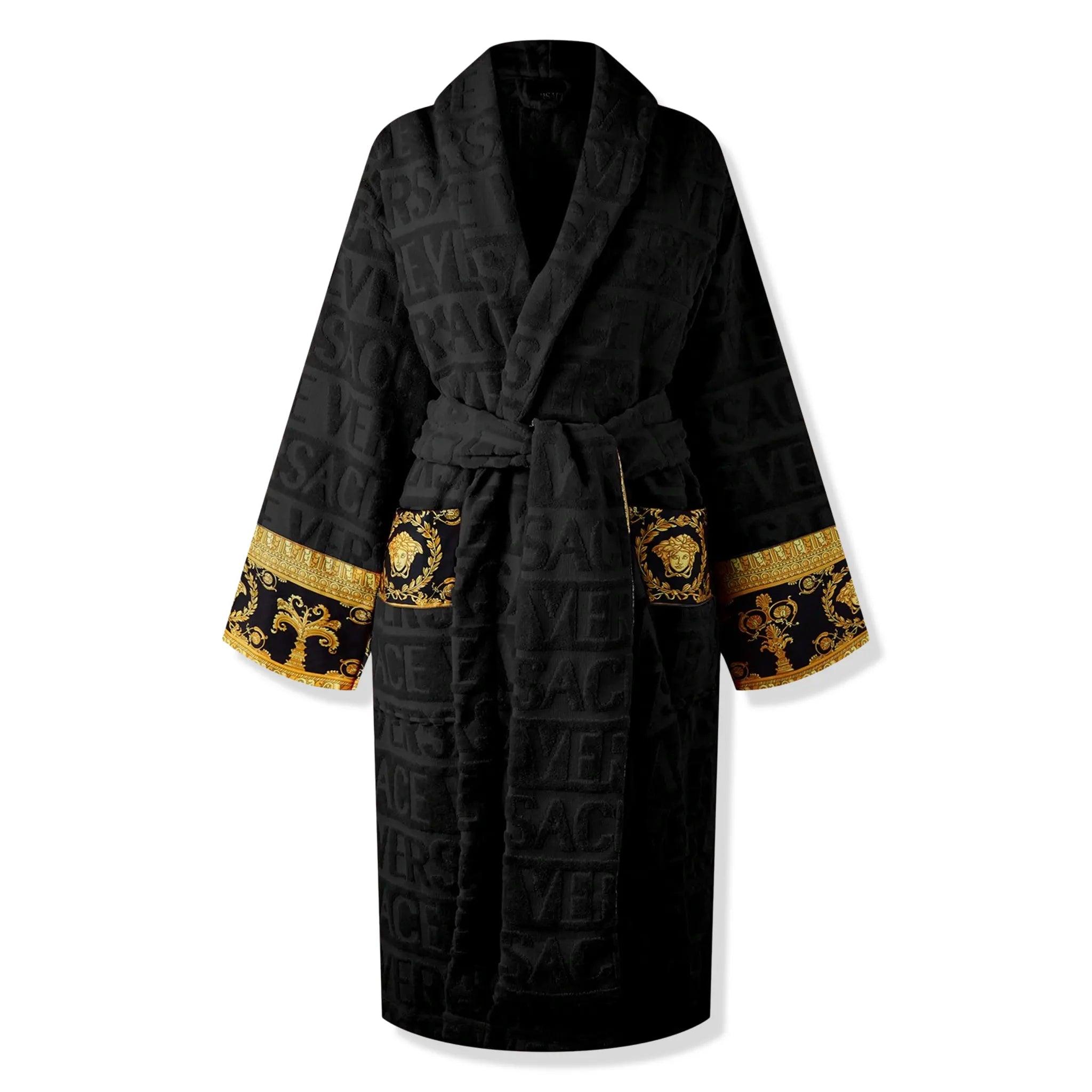 Versace Home Baroque Bathrobe - Luxury Plush Robe for Women & Men, Soft Absorbent Cotton, Elegant Baroque Print - Perfect for Spa, Hotel, and Home Relaxation