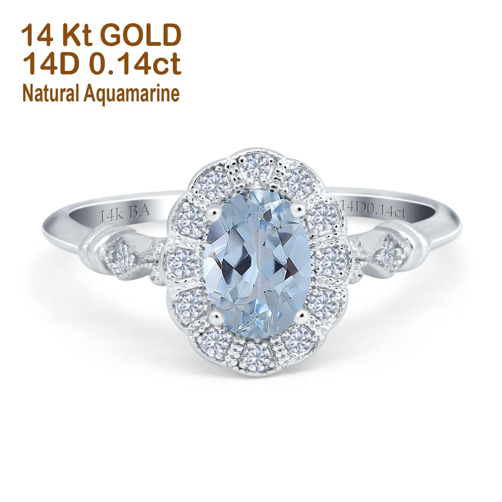 White Gold Natural Aquamarine