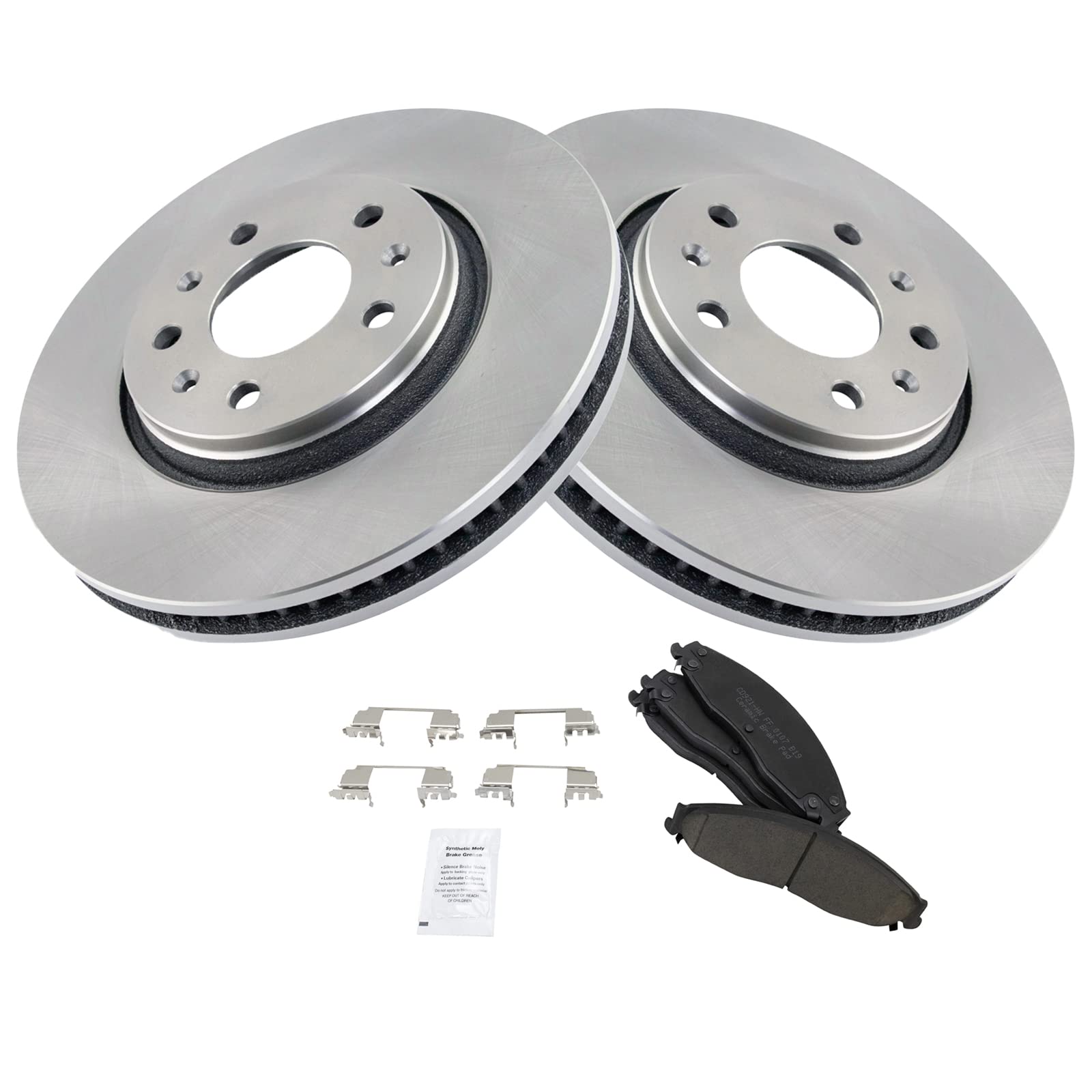 High-Performance Front Ceramic Brake Pads & 2 Rotors Kit Set for Cadillac CTS STS - LH & RH - Smooth Stopping Power for City Driving & Highway Commuting
