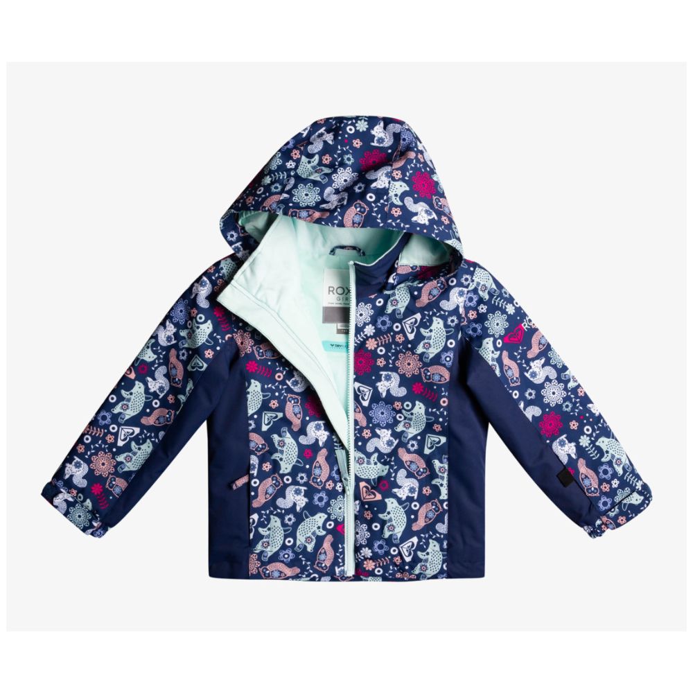 Roxy Snowy Tale Girls Ski Jacket - Waterproof Winter Coat for Kids in Medieval Blue | Perfect for Skiing, Snowboarding & Outdoor Winter Activities