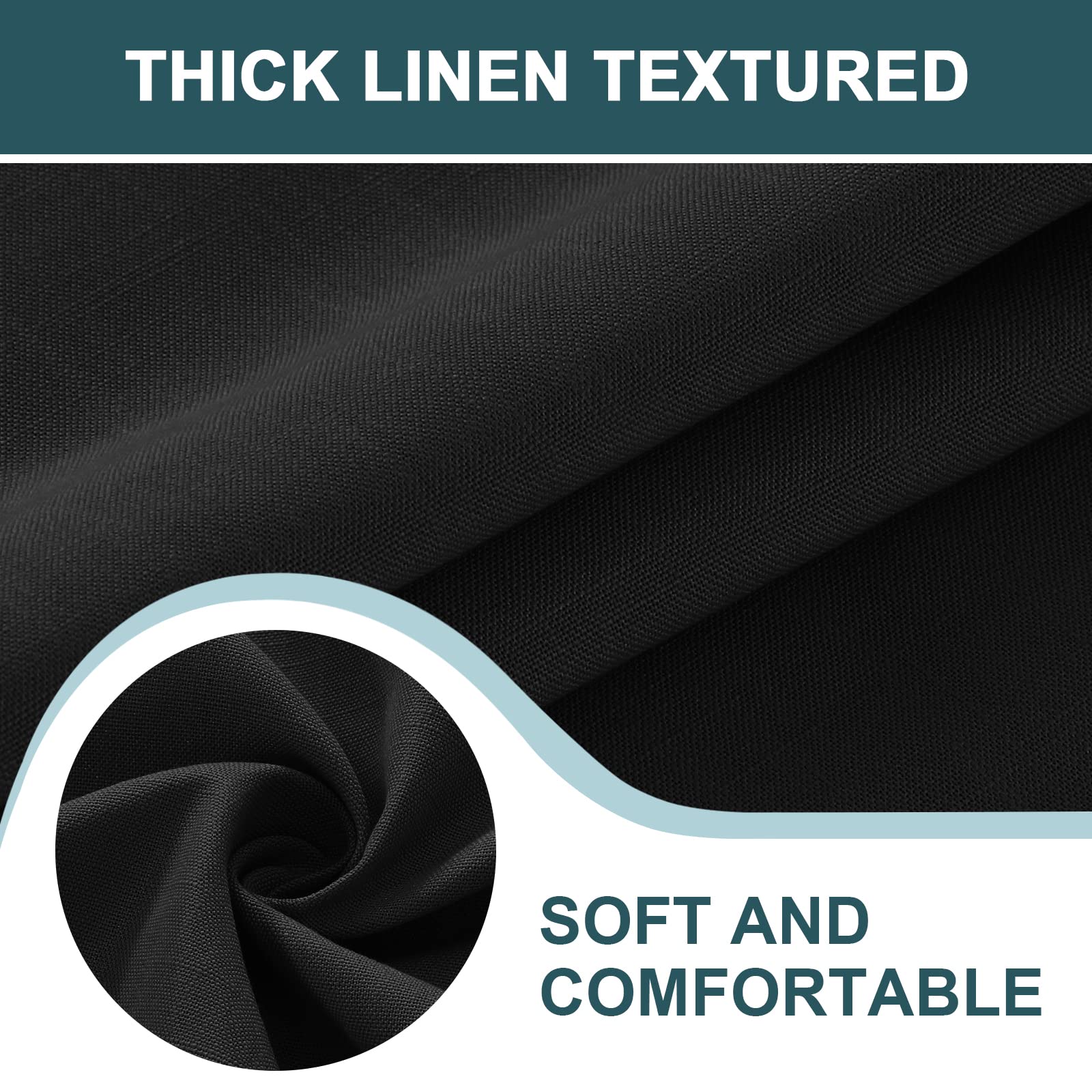 Premium Black Square Tablecloth - Wrinkle Resistant & Waterproof Linen Fabric - 54 x 54 Inch Washable Table Cover for Dining Room, Restaurant, and Outdoor Patio Use
