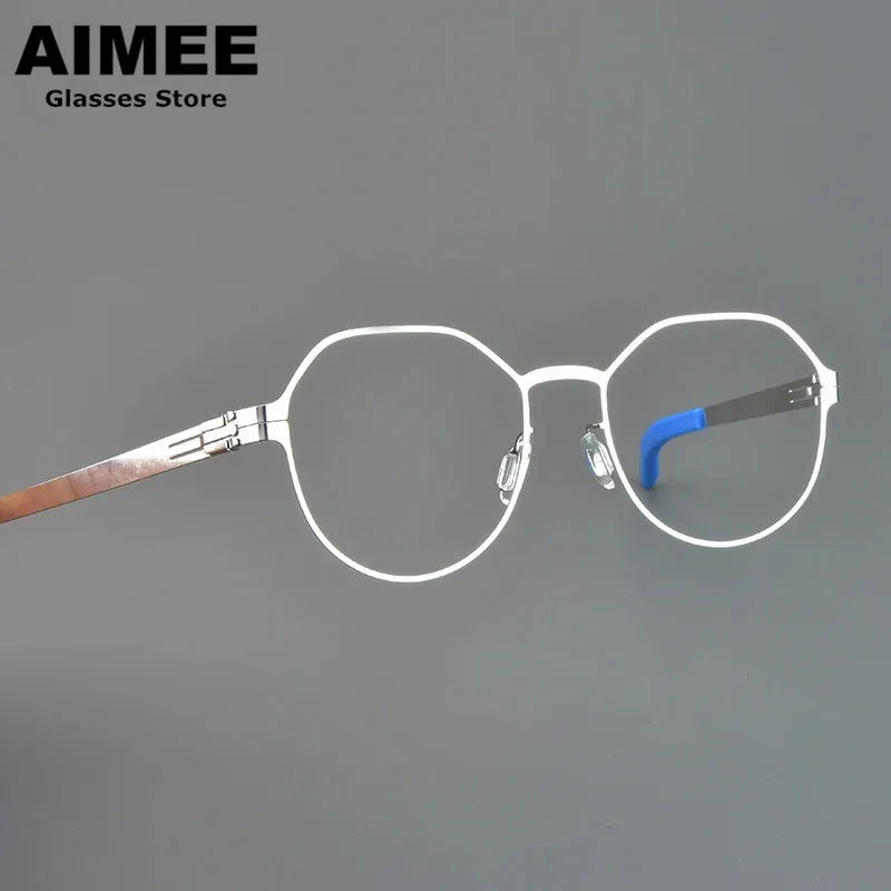 Aimee Women's Full Rim Polygon Round Screwless Steel Eyeglasses 4943 - Stylish & Lightweight Eyewear for Work, Reading & Everyday Use