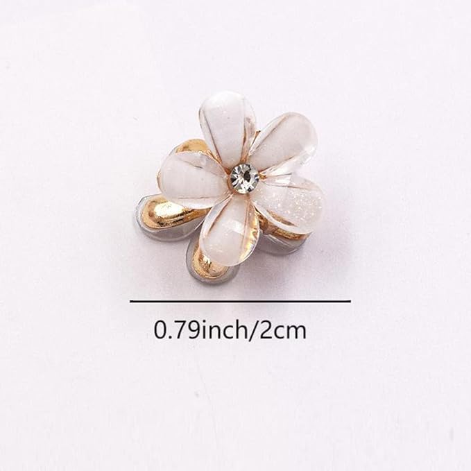 Shidara Crystal Hair Clips with Pearls - 12pcs Small Alligator Hairpins, Floral Hair Accessories for Women & Girls - Perfect for Weddings, Parties & Everyday Style