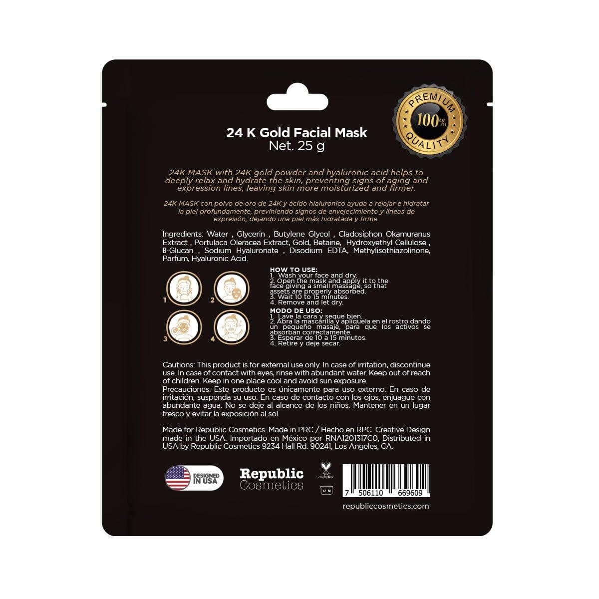 24K Gold & Hyaluronic Acid Face Mask - Yaab Beauty Hydrating & Anti-Aging Facial Treatment for Glowing Skin | Spa Night, Self-Care Routine, Gift for Her