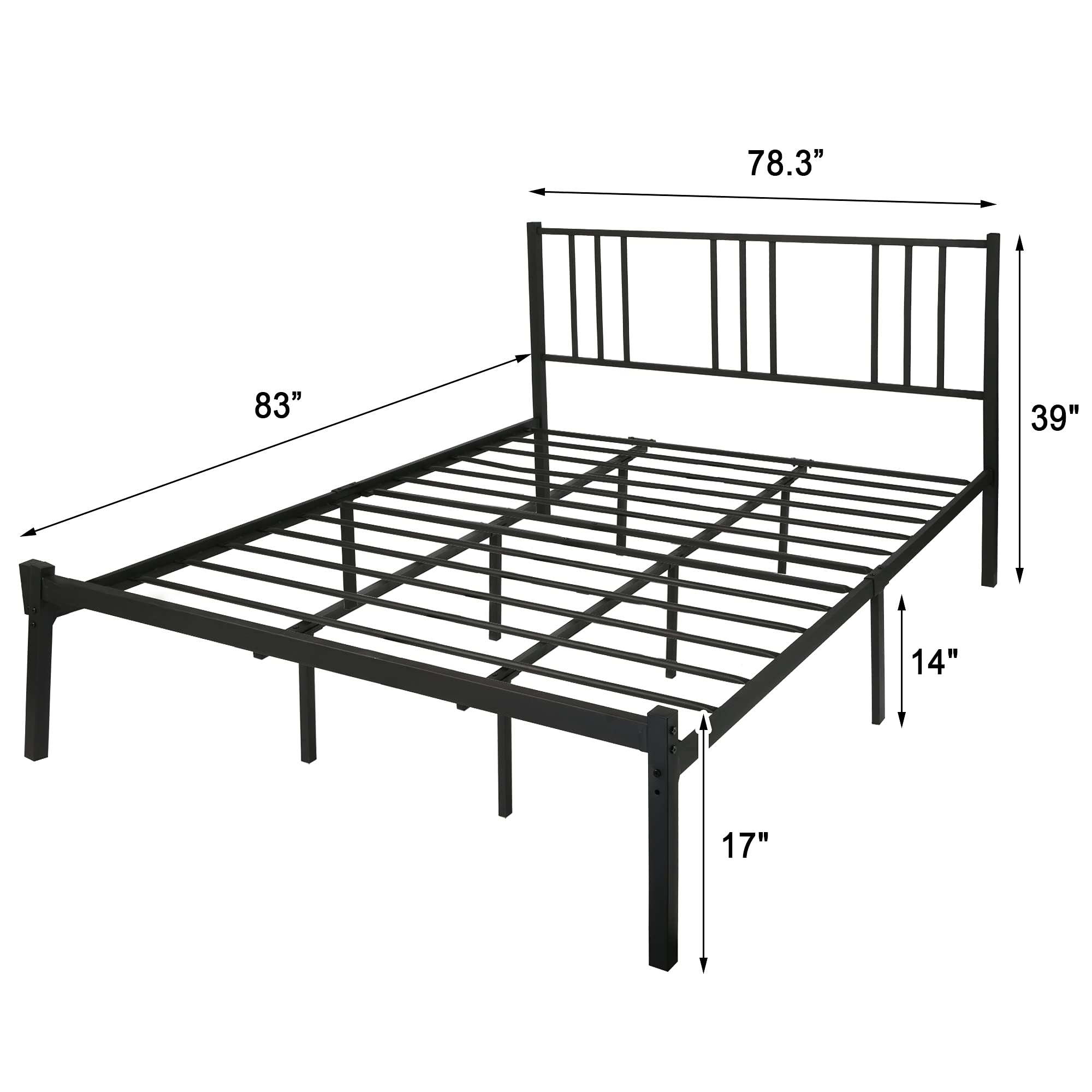 14 Inch King Size Metal Bed Frame with Headboard & Under Bed Storage - Heavy Duty Steel Slat Support, Noise Free Platform Bed Foundation, No Box Spring Needed - Perfect for Master Bedroom, Guest Room & Small Spaces (Black)