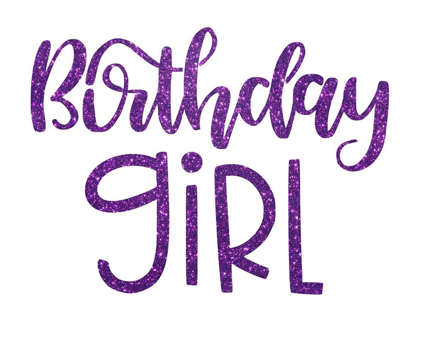 Birthday Girl Iron On Transfer - DIY Birthday Gift, T-Shirt Decal for Parties, Customizable Labels for Shirts & Fabrics (Purple Glitter) - Perfect for Birthday Celebrations, DIY Crafts & Personalized Gifts