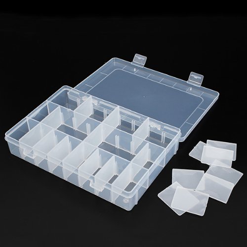 Clear Thick Durable 24-Slot Adjustable Plastic Storage Box for Crafts, Hobbies & Rafting Gear - Perfect for Beading Supplies, Fishing Tackle & Small Parts Organization