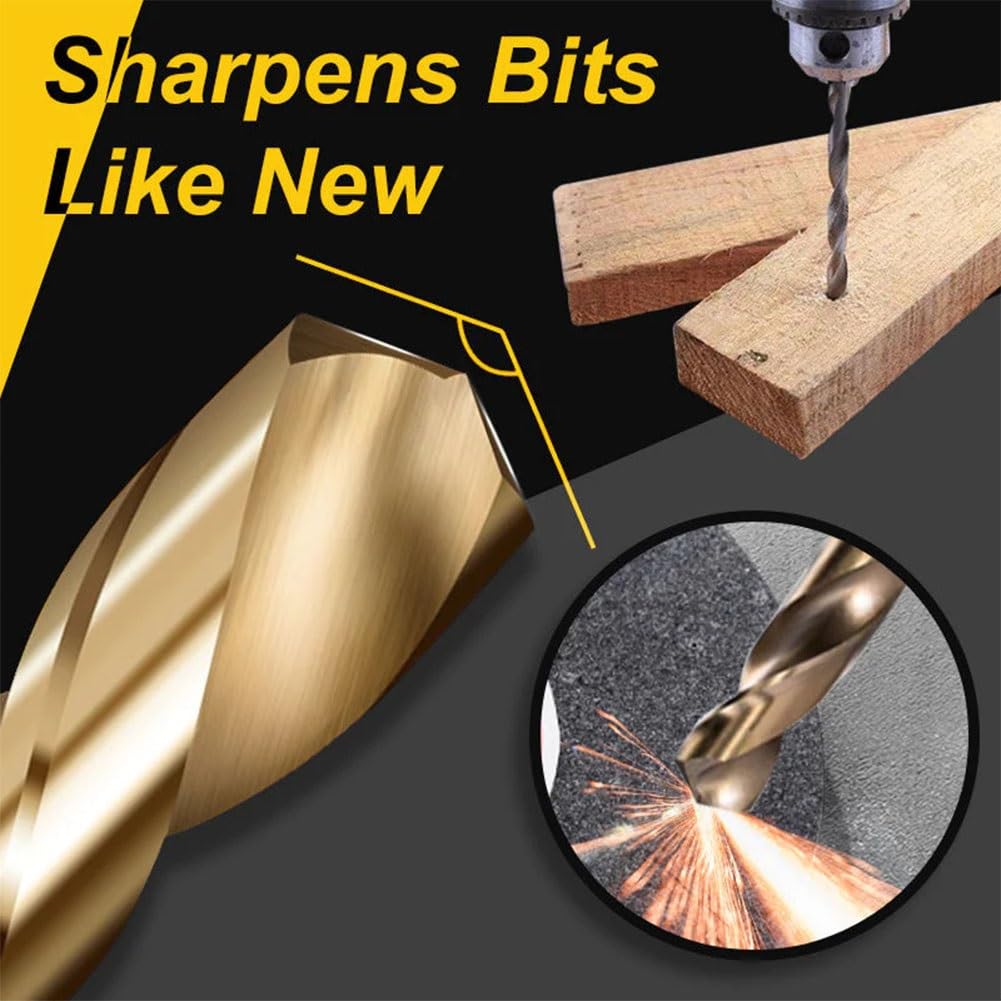 Power Drill Bit Sharpener for Twist Bits 3-12mm - High-Speed Steel, Masonry, Carbide, Cobalt & Tin-Coated Bits - Electric Grinding Machine for DIY, Woodworking & Metalworking Projects
