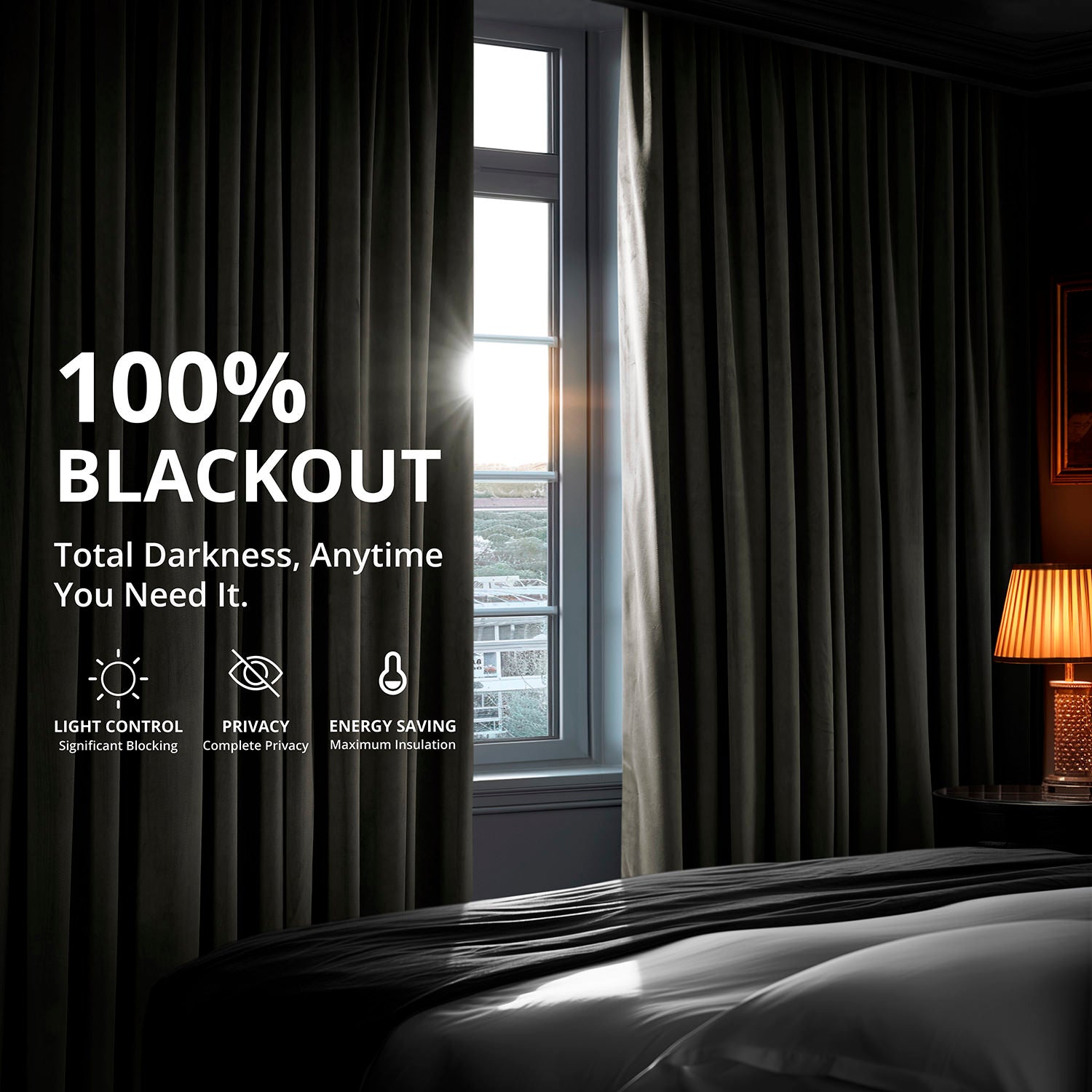 Gunmetal Grey Signature Velvet Blackout Curtains for Bedroom - Thermal Insulated Noise Reducing Window Drapes for Home Theater & Nursery