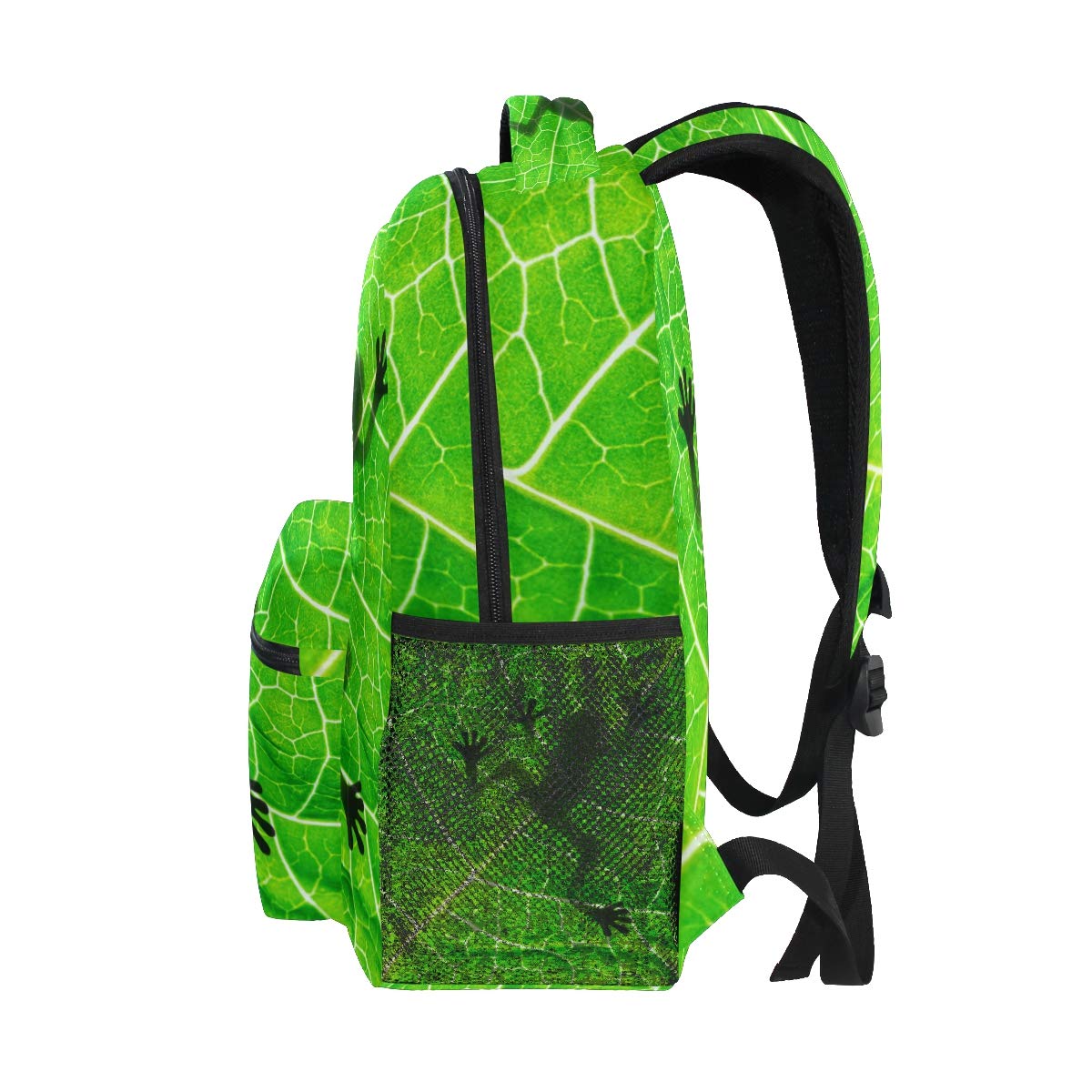 Stylish Frog Leaf Print Backpack for Adults - Durable School, College & Travel Bookbag with Zipper - Perfect for Hiking, Day Trips & Casual Use - Unisex Design for Women & Men