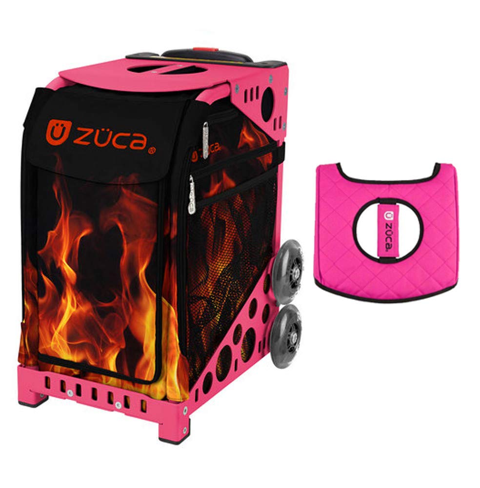 Zuca Sport Bag - Blaze with Gift Black/Pink Seat Cover (Pink Frames) | Durable Gymnastics & Cheerleading Gear for Athletes | Perfect for Competitions, Training & Travel
