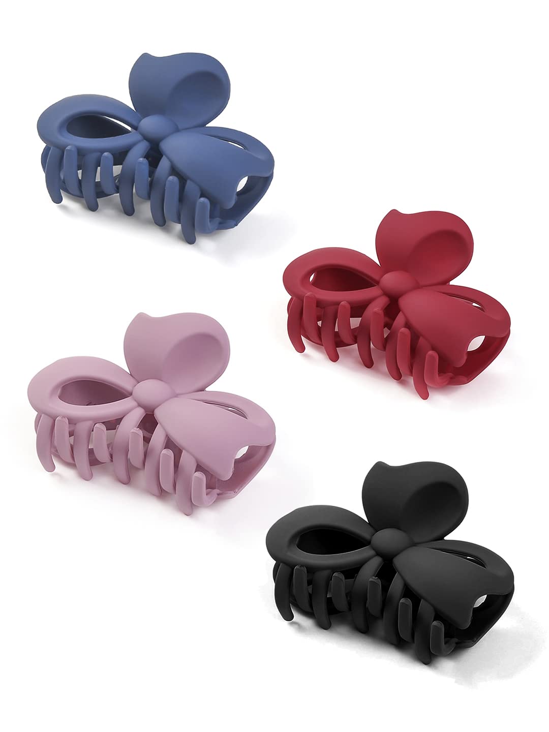 Yellow Chime Claw Clips for Women - Set of 4 Pcs Multicolor Bow Hair Clips, Large Hair Clutchers for Women & Girls - Perfect for Ponytails, Buns, and Half-Up Styles - Great Gift Idea for Her