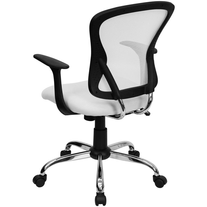 FLASH Alfred Mid Back Black Mesh Swivel Task Office Chair with Chrome Base and Arms - Ergonomic Desk Chair for Home Office, Computer Work & Gaming