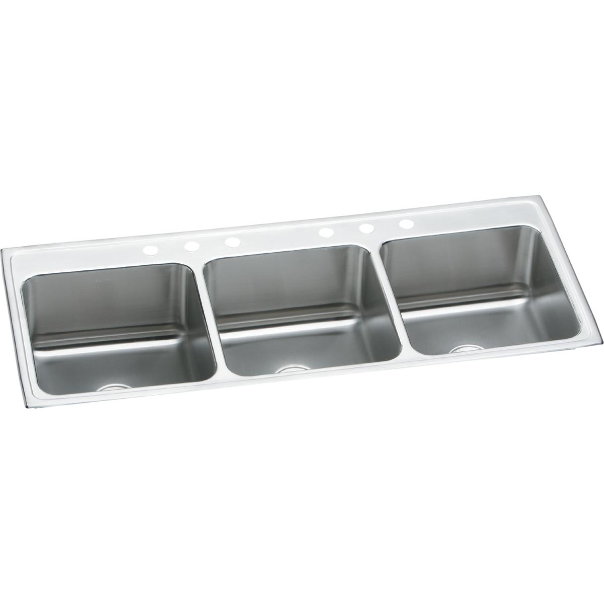 Elkay Lustertone Classic Stainless Steel Triple Bowl Drop-in Kitchen Sink 54 x 22 x 10 1/8 Inch - Perfect for Busy Kitchens, Restaurants & Commercial Use