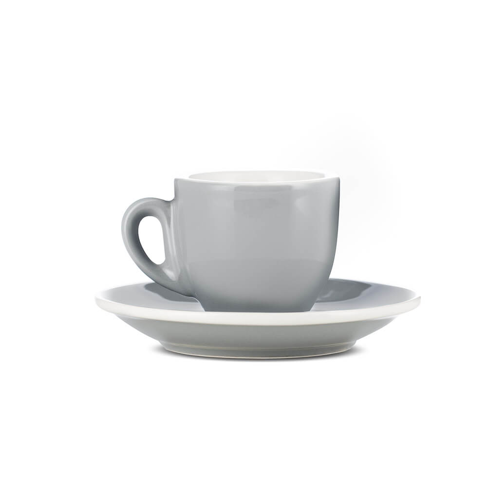 Premium Porcelain Espresso Cup & Saucer Set - 2oz (70ml) Gray - Perfect for Home Coffee Bars, Cafés & Italian-Style Espresso Enjoyment