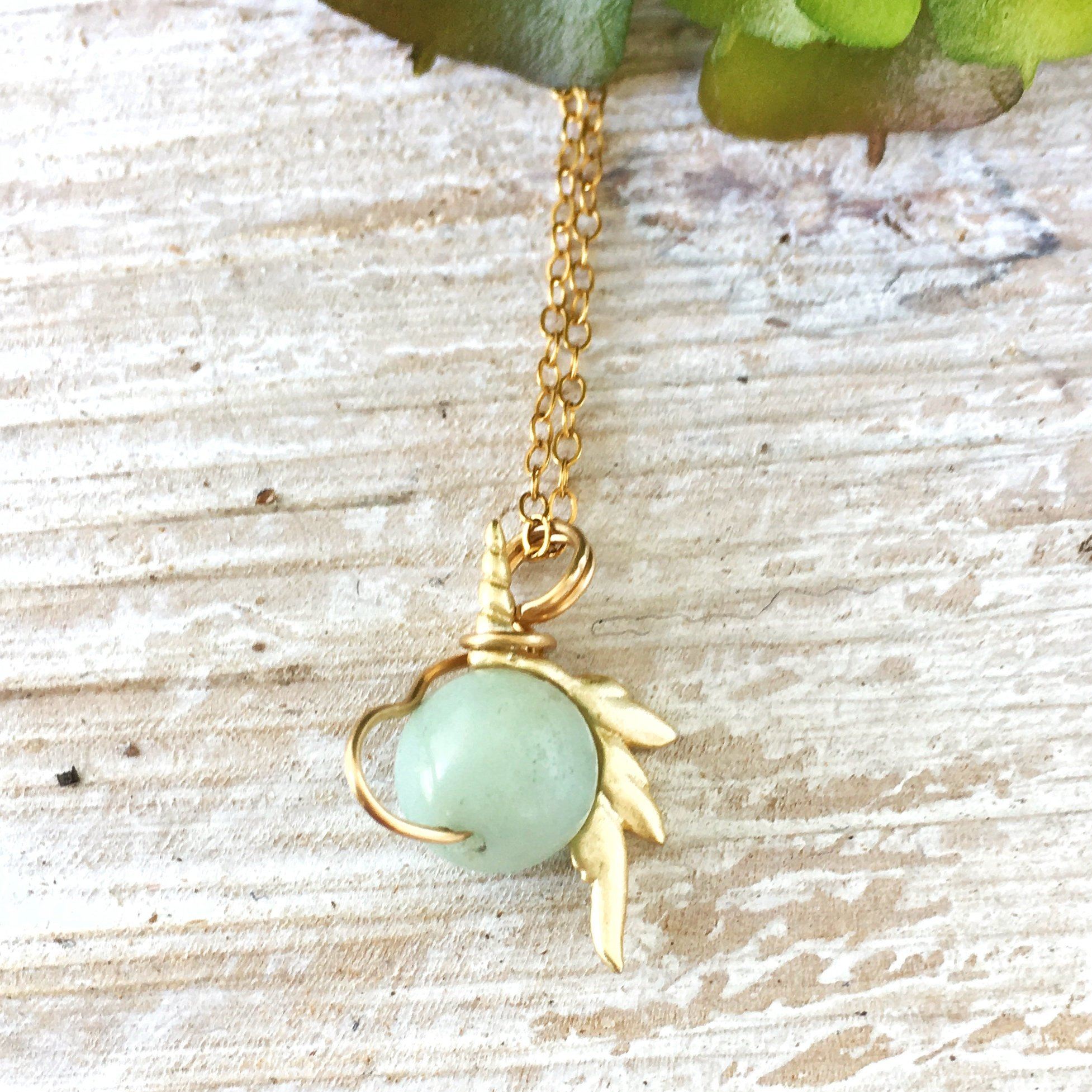 Amazonite Unicorn Charm Necklace - 14K Gold Filled Pendant for Women, Gift for Her, Birthday, Anniversary, Spiritual Healing Jewelry | Perfect for Everyday Wear, Meditation & Special Occasions