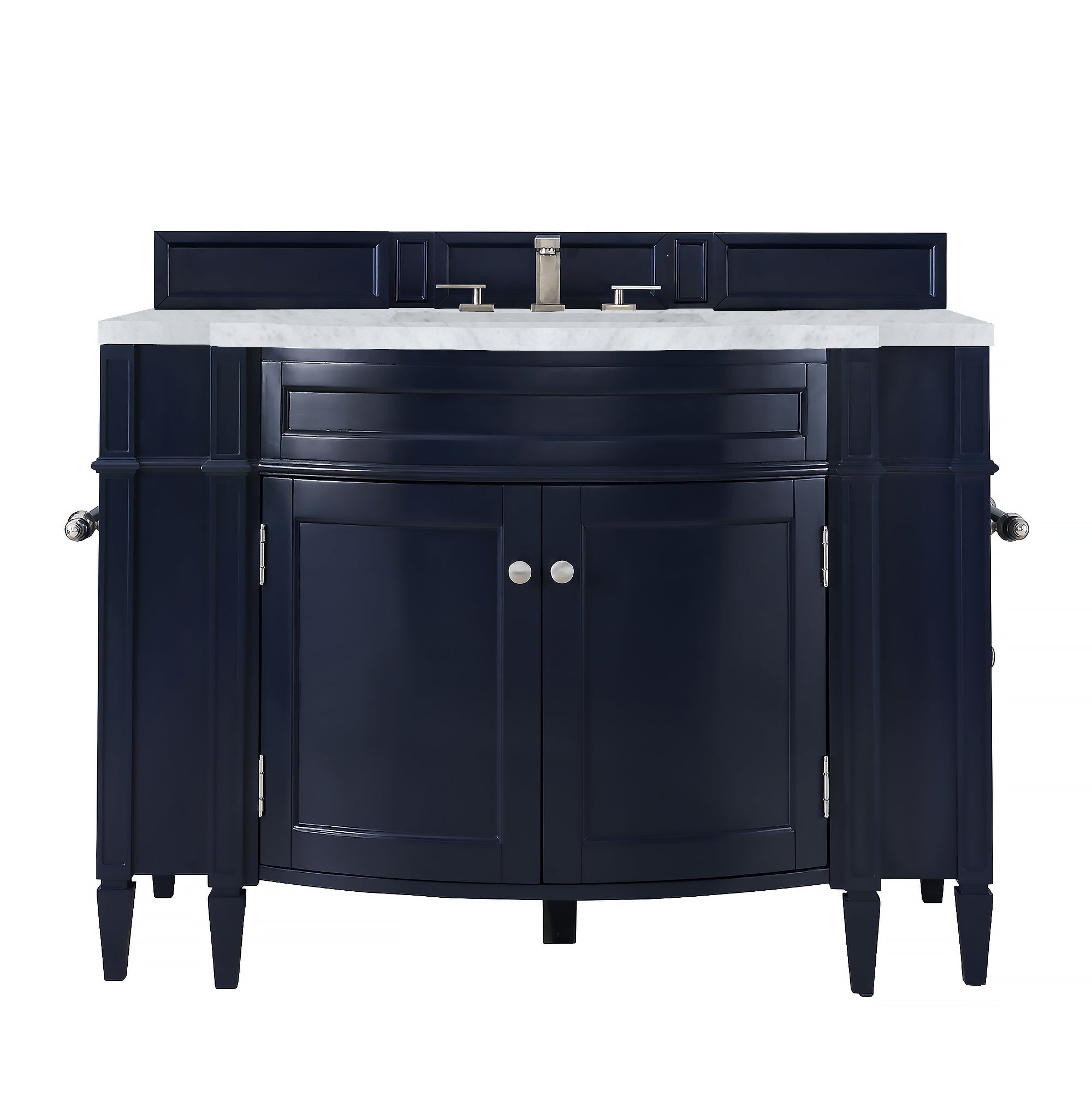 Brittany 46 Inch Single Bathroom Vanity with 3CM Carrara Marble Top in Victory Blue - Perfect for Modern Master Bathrooms & Guest Suites