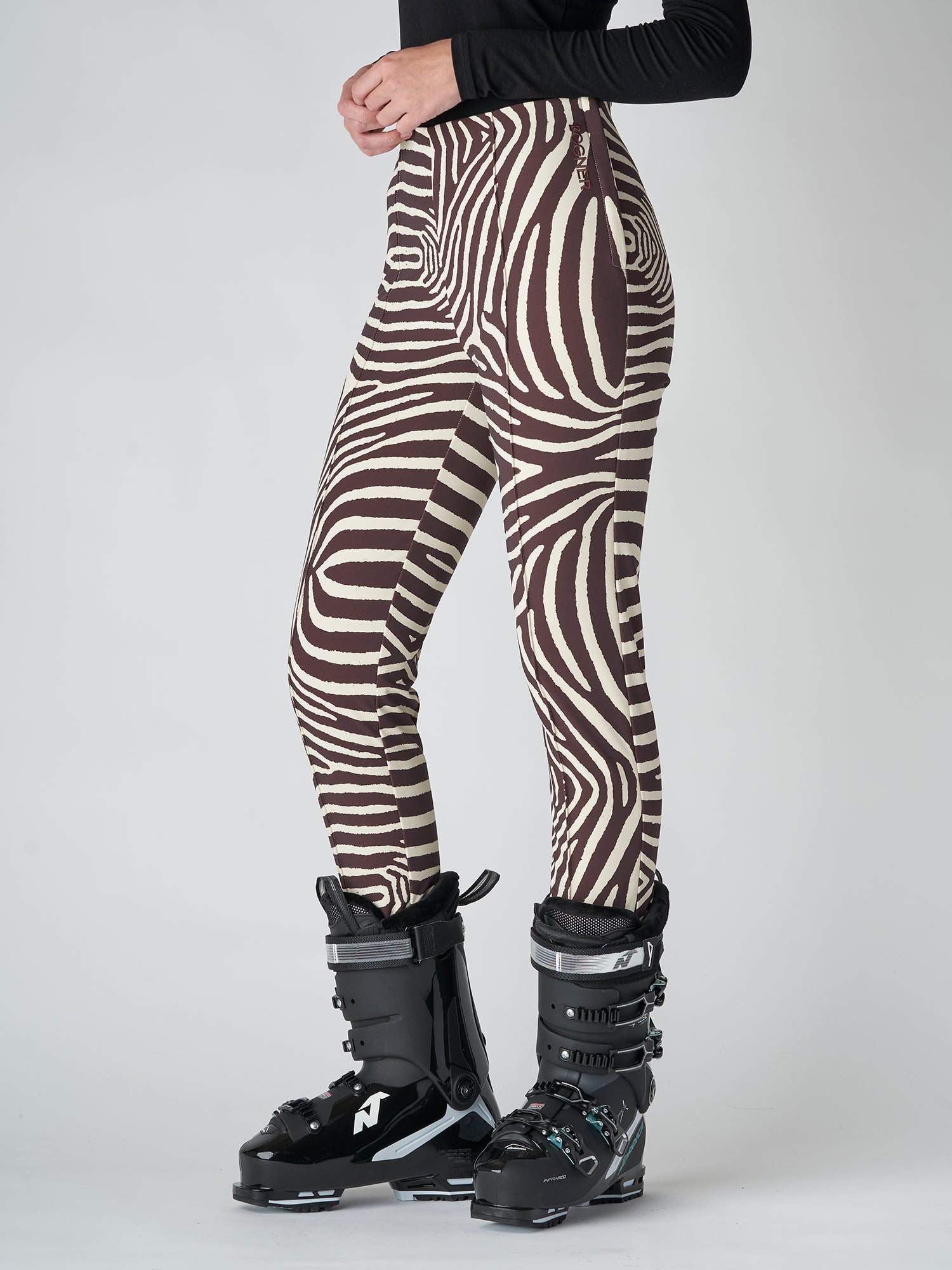 Elaine Women's Zebra Print Stretch Ski Pants - Waterproof Winter Snow Pants for Skiing, Snowboarding & Outdoor Activities