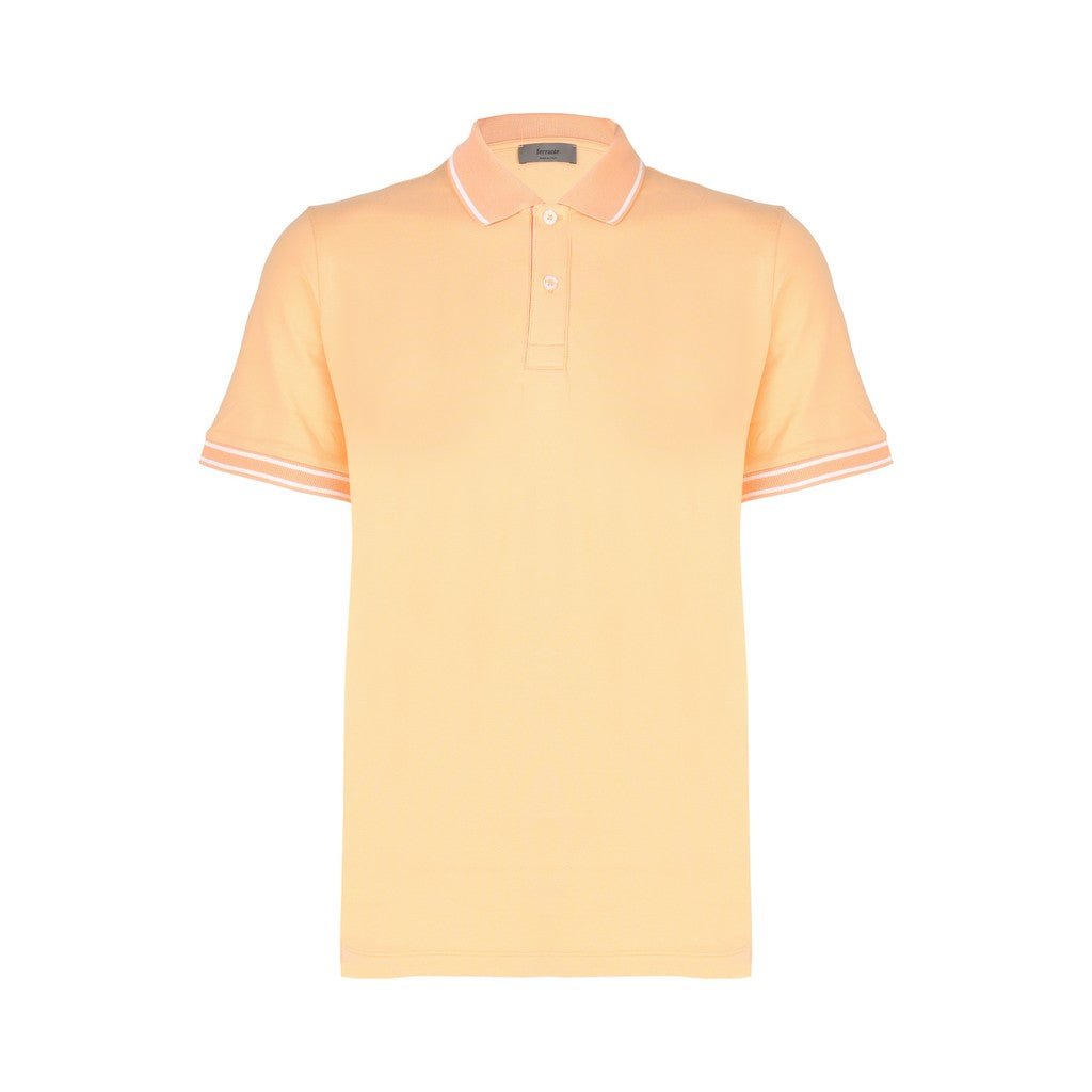 FERRANTE Men's Cotton Pique Polo Shirt - Soft Peach Color, Breathable & Comfortable for Casual Wear, Golf, Office & Outdoor Activities