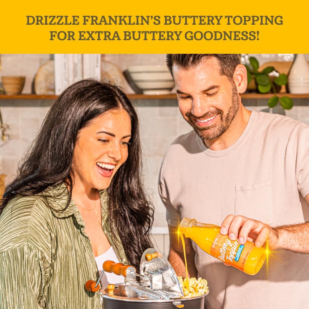 Franklin's Gourmet Popcorn Kit - Stovepop Popcorn Maker with 28oz Classic Kernels, 19oz Butter Salt & 30oz Coconut Oil - Perfect for Movie Nights, Parties & Family Snacking