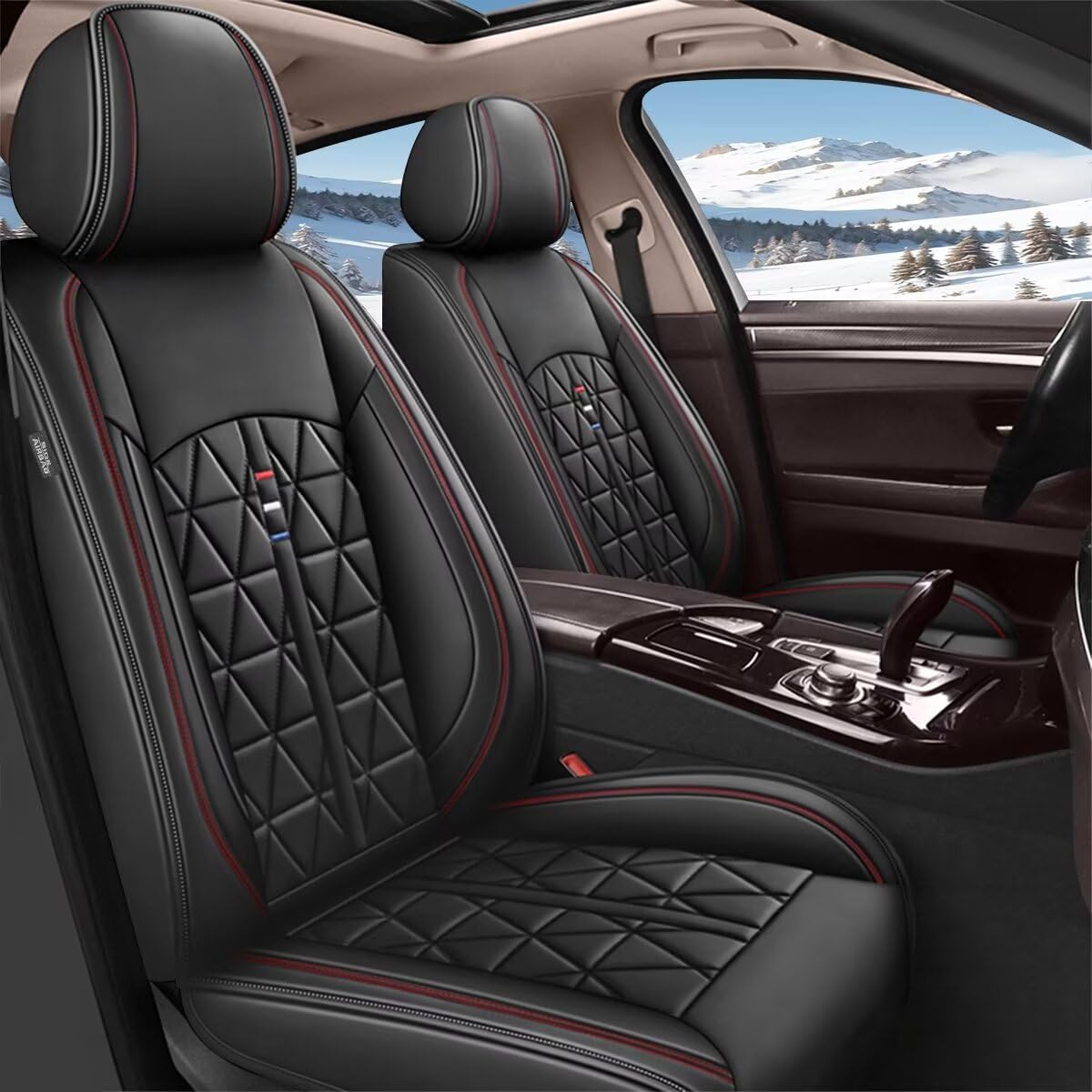 Premium Leather Car Seat Covers Full Set for Toyota RAV4 2013-2018 - Waterproof, Airbag Compatible, 5-Piece Seat Protectors (Black) | Perfect for Daily Commuting, Road Trips & Family Protection