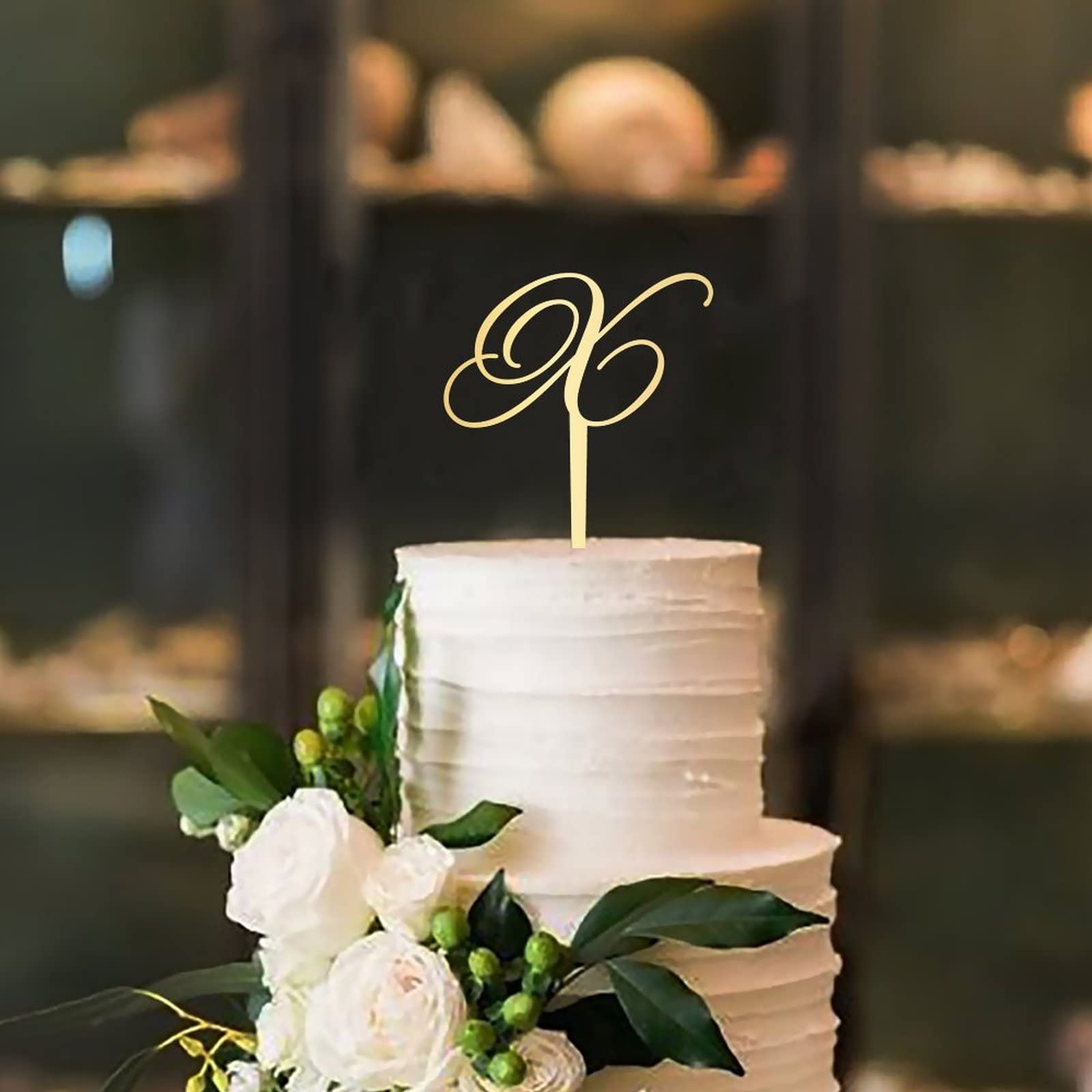 Personalized Initial Letter X Acrylic Cake Topper - Gold Monogram Cake Decor for Birthday, Wedding, Anniversary & Engagement - Mirror Finish Cake Picks & Bunting for Party Dessert Decoration