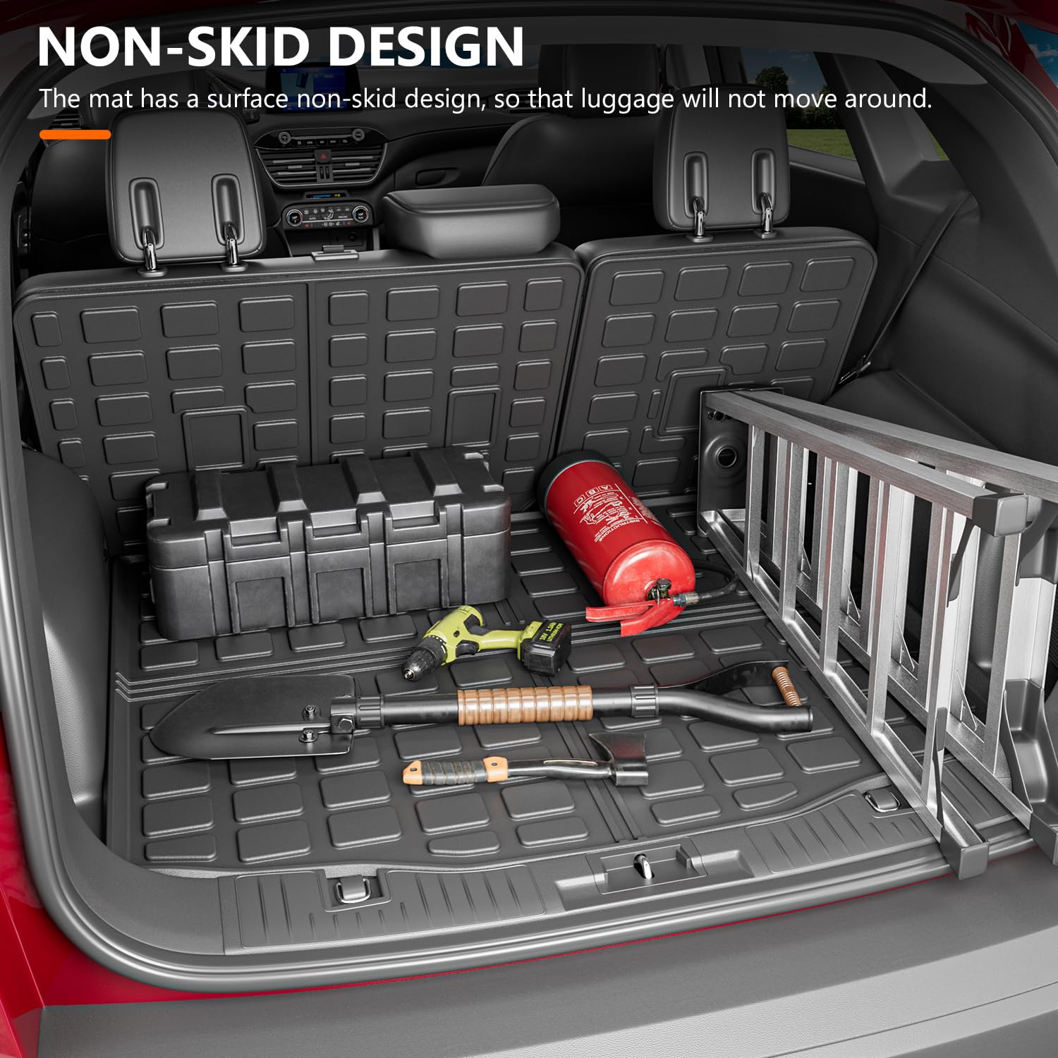 2020-2025 Ford Escape Trunk Liner Mat - Heavy Duty TPE All Weather Cargo Mat Protector with Backrest Cover | Perfect for Road Trips, Camping & Grocery Hauling | Compatible with Ford Escape SUV Accessories