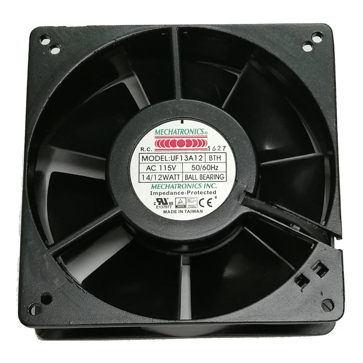 High Speed 115V AC Cooling Fan 127x127x38mm - Mechatronics UF13A12 BTHR for PC Cooling, Electronics & Industrial Equipment Ventilation