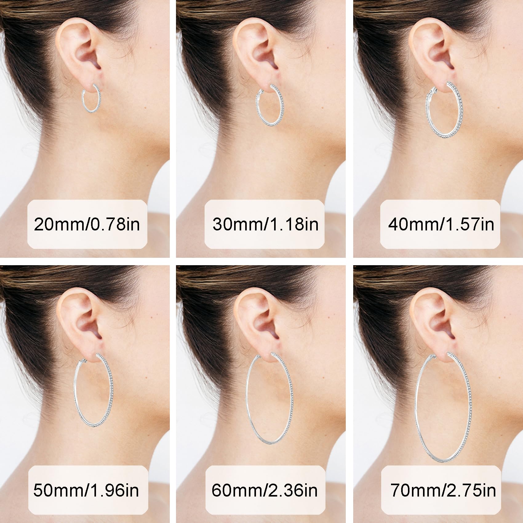 14K Gold Rhinestone Hoop Earrings for Women - Hypoallergenic Fashion Jewelry Gifts (20/30/40/50/60/70mm) - Perfect for Parties, Weddings & Everyday Elegance