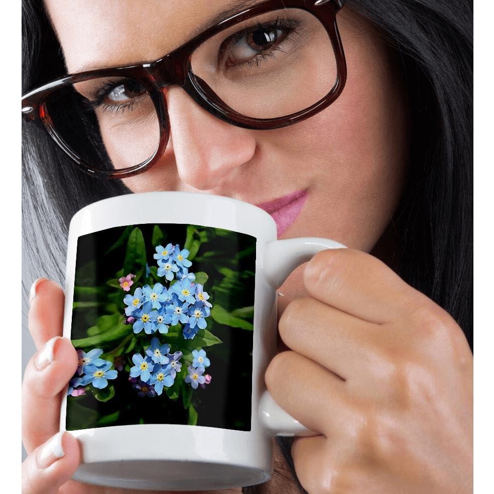 3D Rose Forget Me Not Ceramic Coffee Mug - 11 oz Insulated Cup for Hot & Cold Drinks - Perfect for Home, Office, or Gift Giving