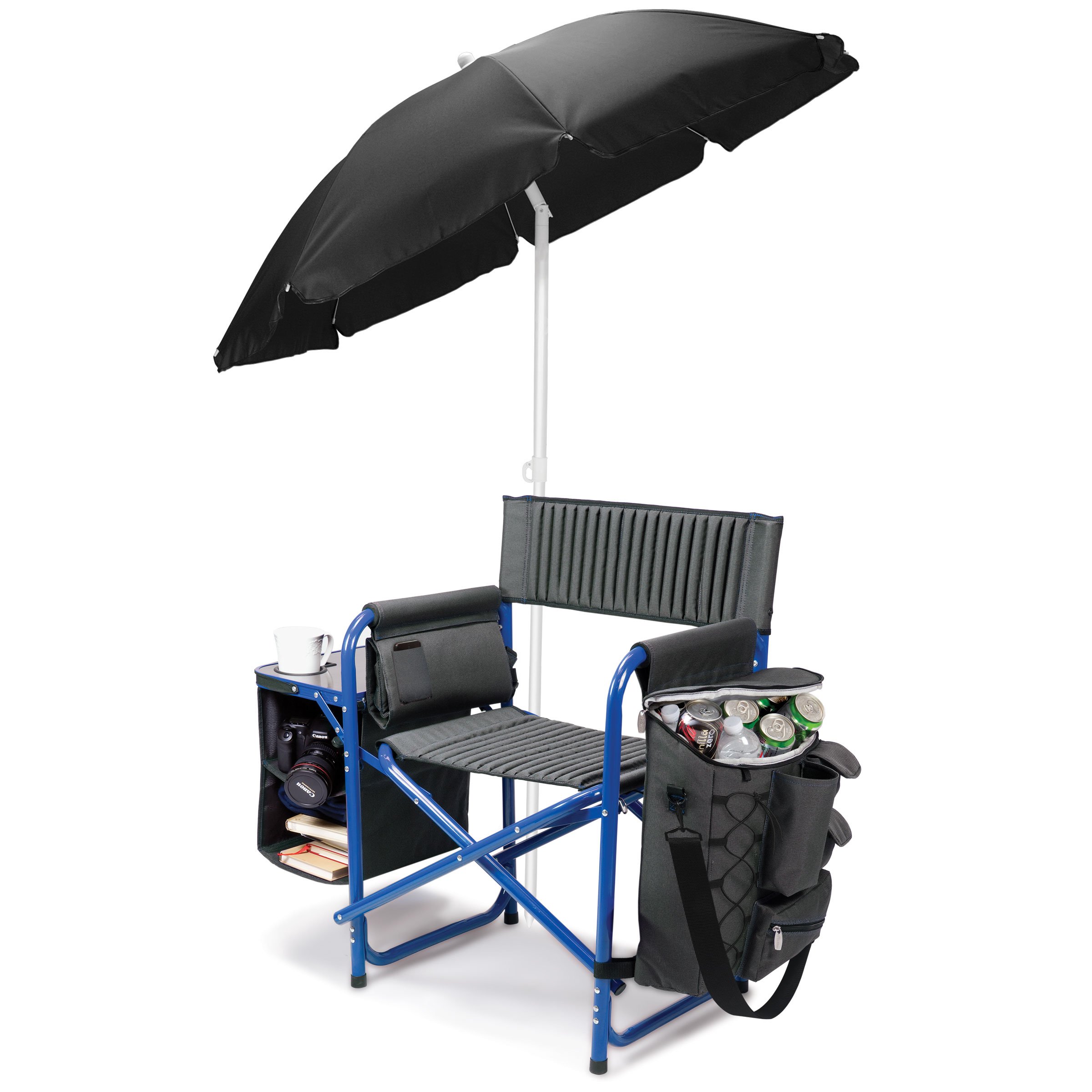 PICNIC TIME Fusion Portable Camping Chair with Detachable Side Table & Insulated Soft Cooler - Heavy Duty Folding Beach Lawn Chair for Adults - Perfect for Outdoor Camping, Beach Trips, Picnics and Backyard Relaxation