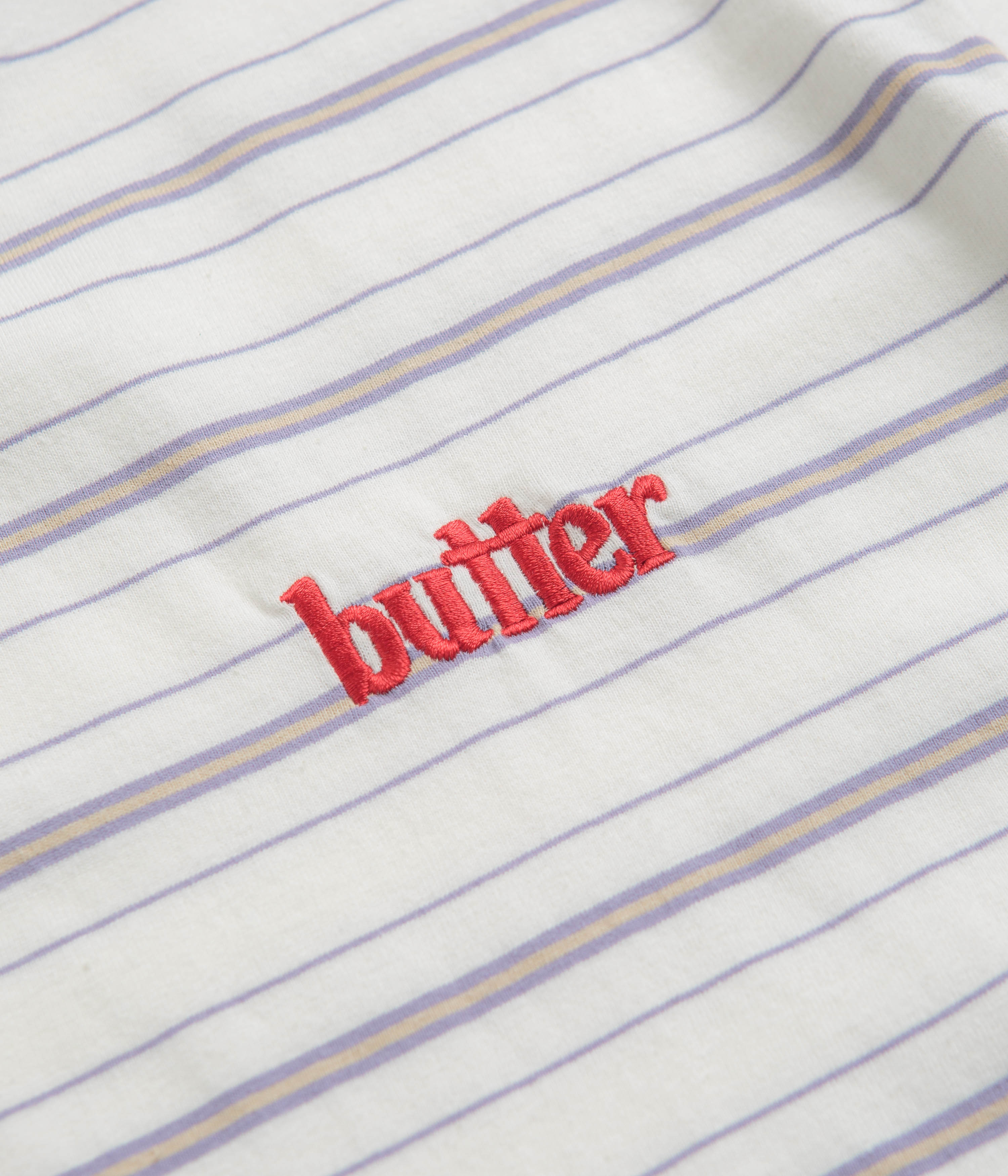 Butter Goods Park Stripe T-Shirt for Men & Women | White, Slate & Sand Colors | Casual Streetwear & Summer Outfits