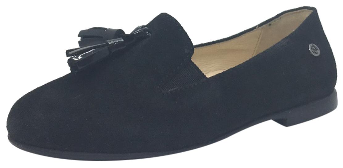 Naturino 9201 Kids' Black Suede Slip-On Moccasin Flats with Tassel - Comfortable Casual Shoes for Boys & Girls - Perfect for School, Playdates, and Everyday Wear