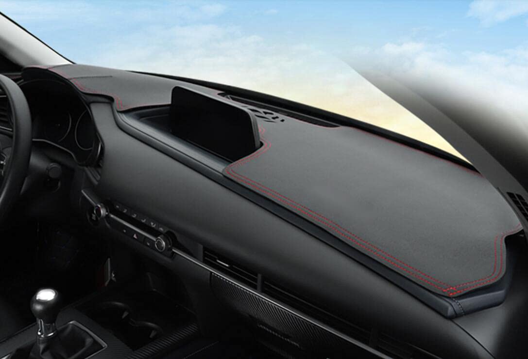 Premium Black Leather Car Dashboard Cover for Mazda CX-30 (2020-2023) - Non-Slip Dash Mat Protector with Storage Tray | Perfect for Road Trips, Daily Commuting & Organizing Essentials