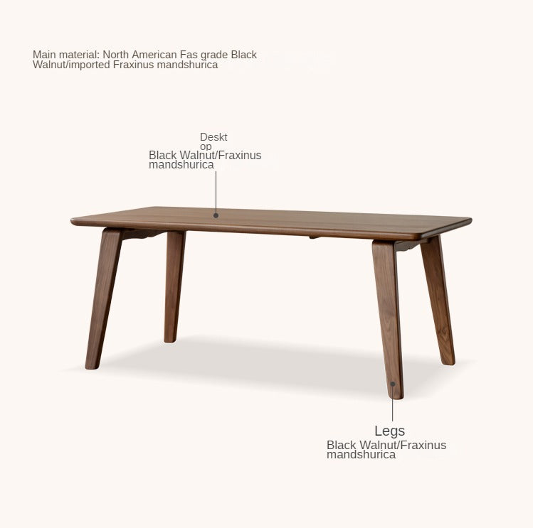 Premium Black Walnut and Ash Wood Large Dining Table - 8 Seater Long Farmhouse Table for Dining Room, Kitchen, and Entertaining