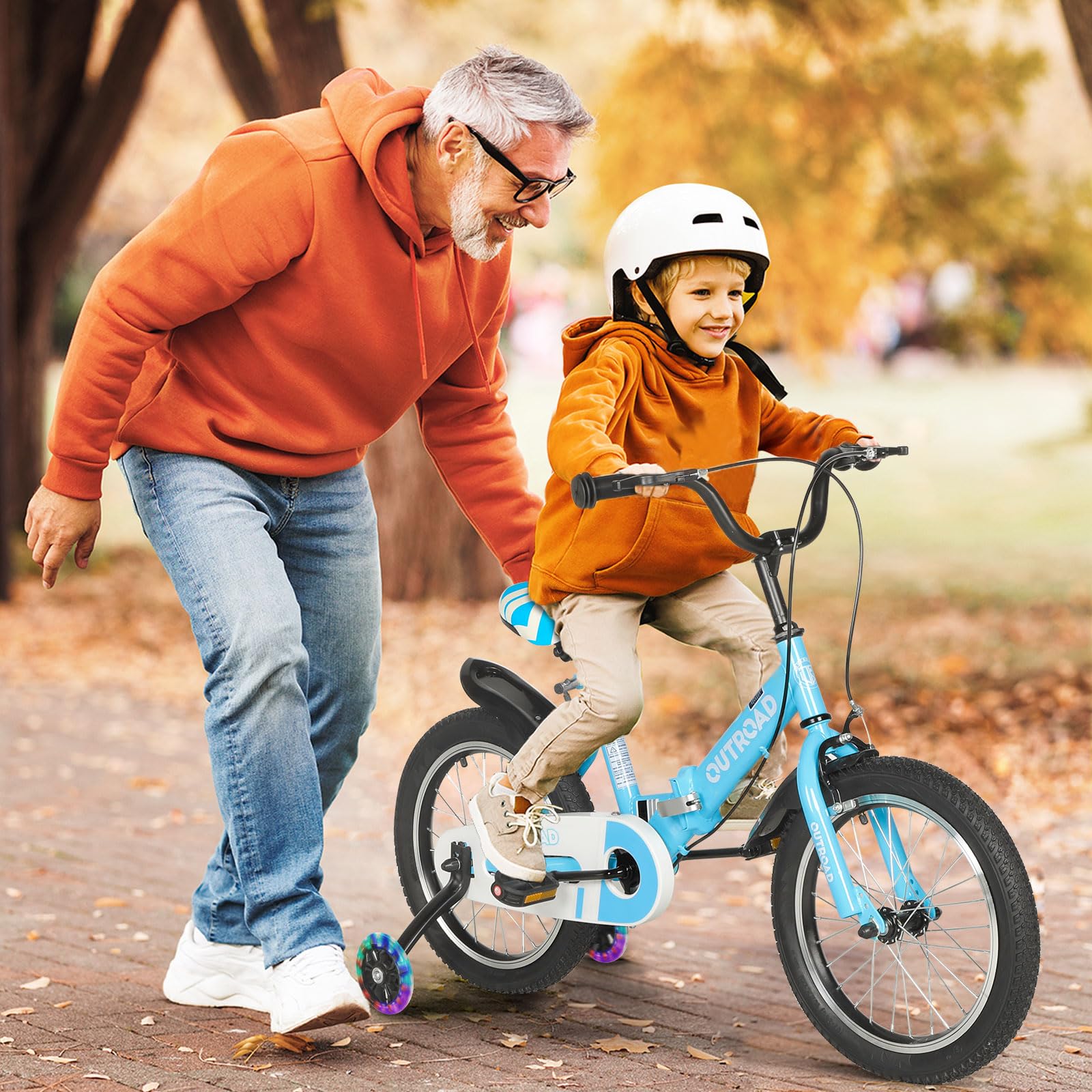 14/16/18 Inch Kids Folding Bike with Training Wheels - Adjustable Toddler Bicycle for Boys & Girls Ages 3-9 Years - Dual Brake System for Safety - Perfect for Beginners Learning to Ride - Great Birthday Gift for Kids - Ideal for Park Rides, Neighborhood Cycling & Outdoor Family Activities