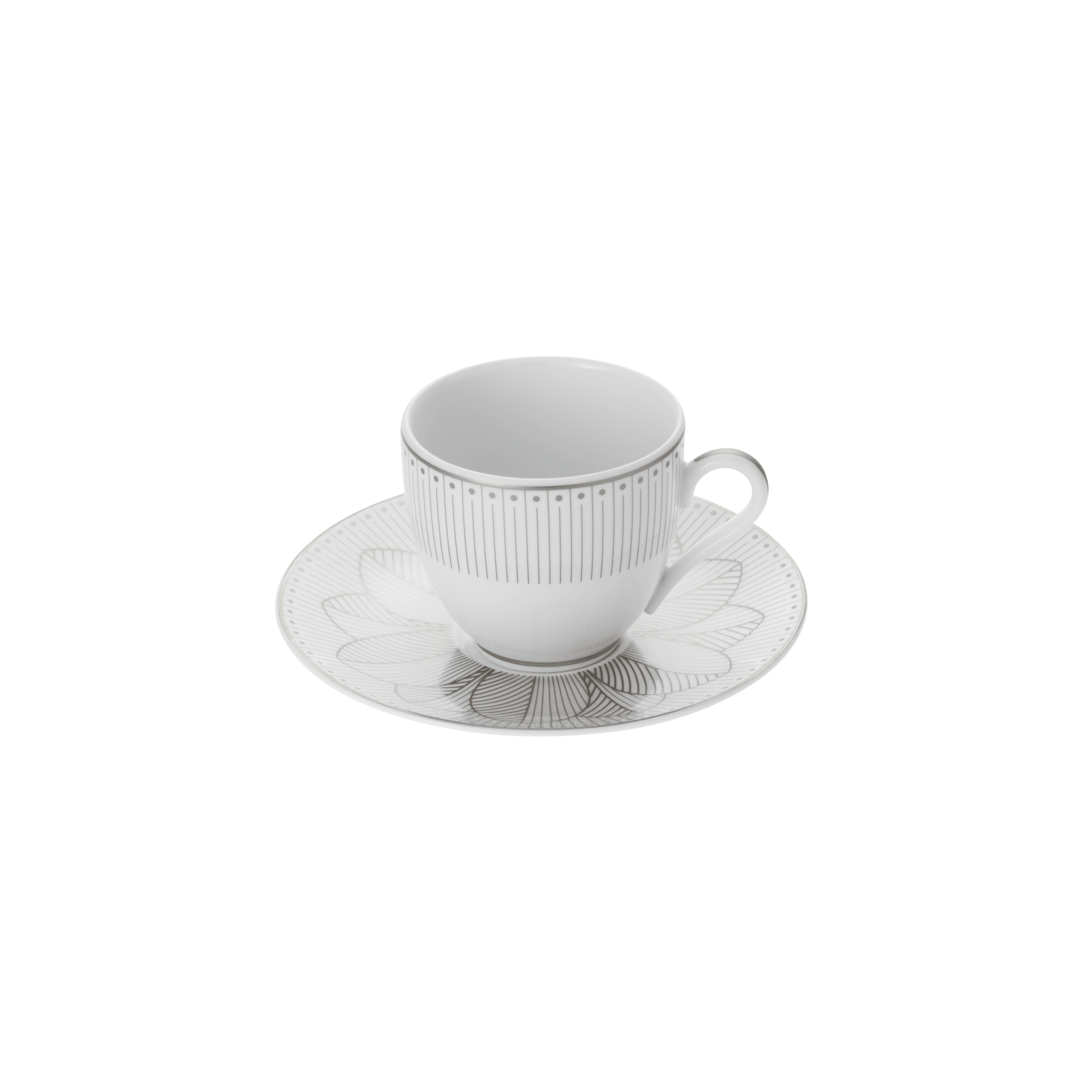 2-Piece Porcelain Coffee Cup and Saucer Set with Platinum Finish - Malmaison Impériale Collection - Perfect for Home, Office, and Luxury Gifts