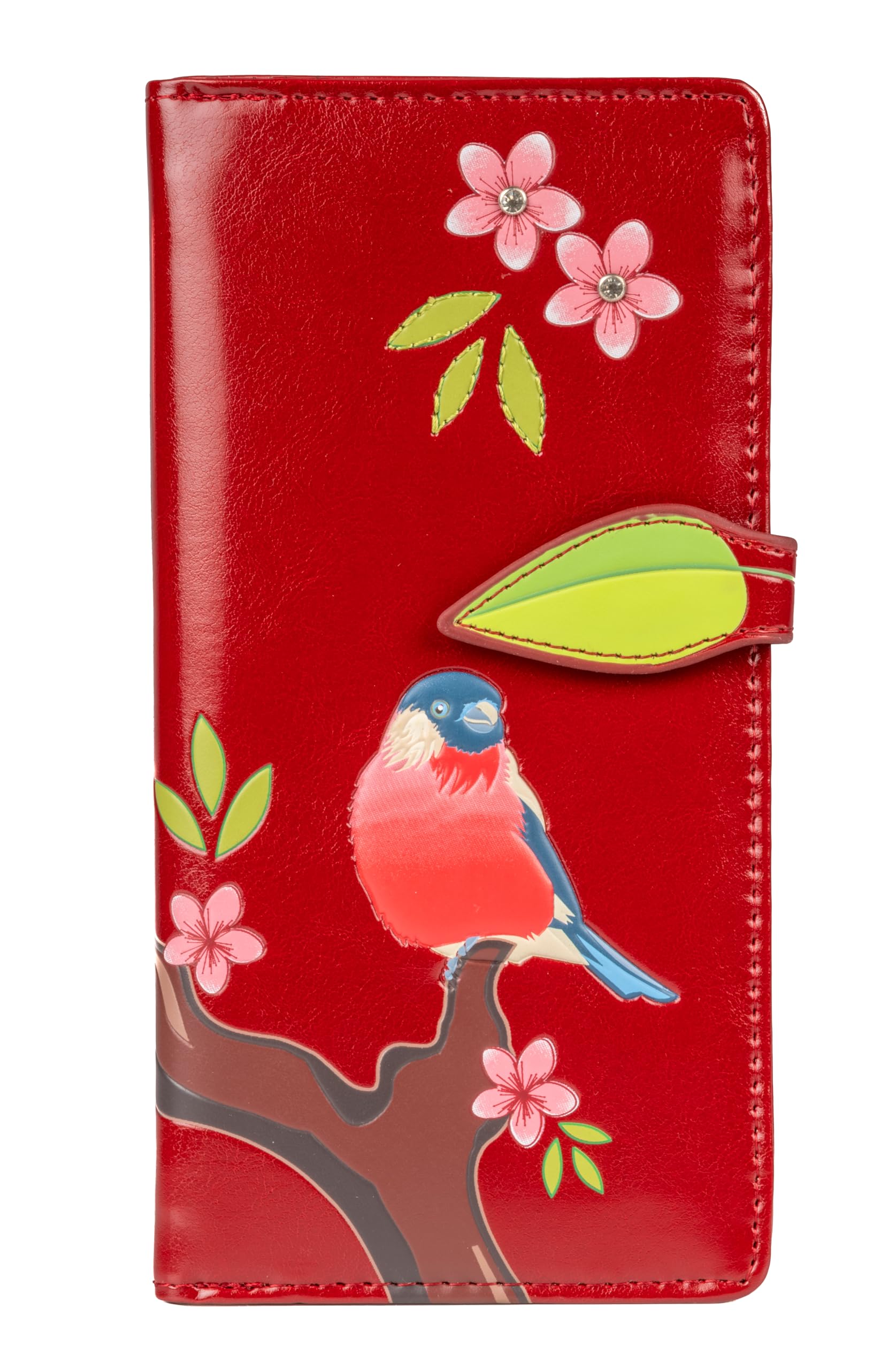 Premium Vegan Leather Women's Clutch Wallet - Zipper Card Holder with Red Crested Design | Fashionable & Eco-Friendly Accessory for Parties, Weddings & Evening Events