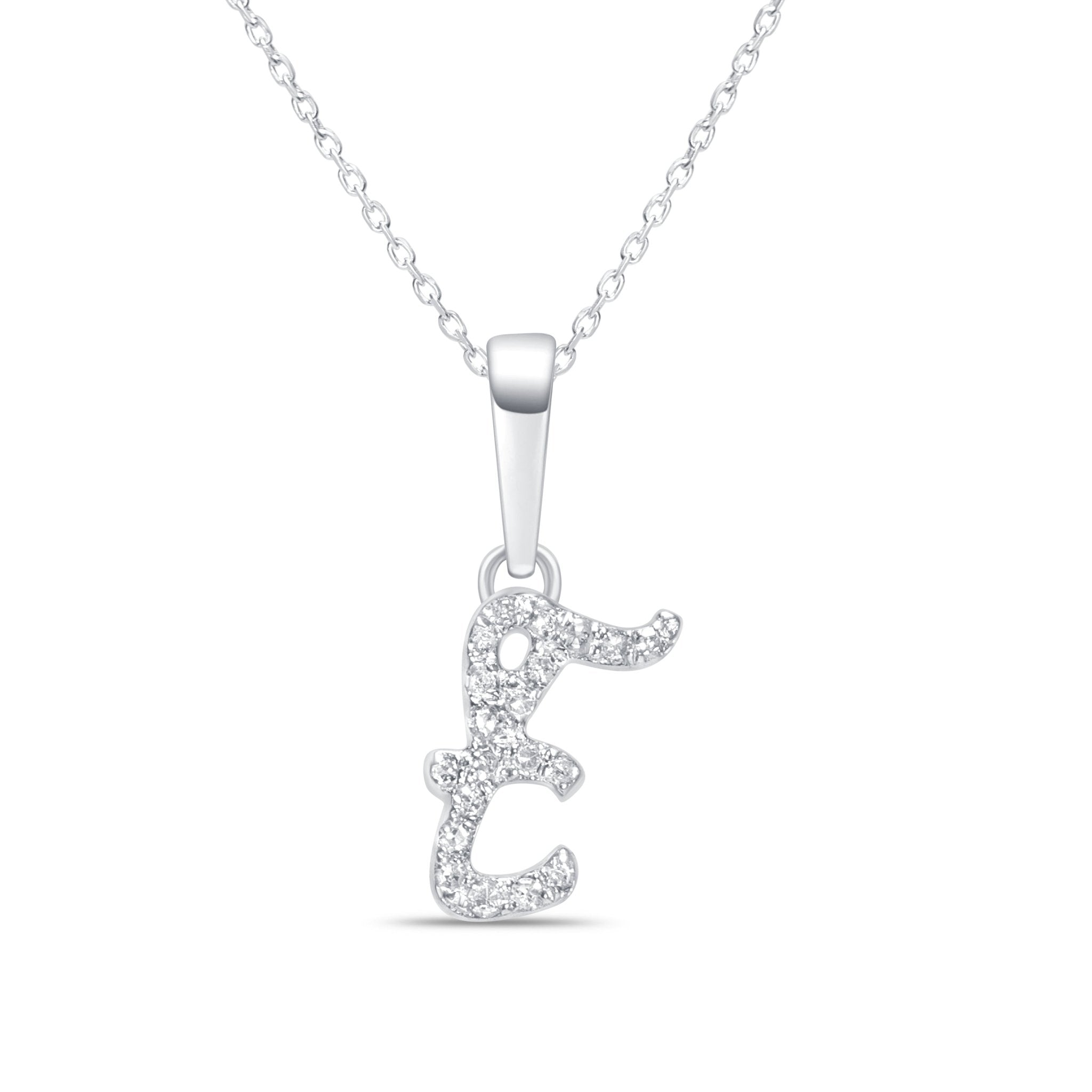 14K White Gold Diamond Initial Necklace - Personalized Cursive Letter Pendant Jewelry for Women, Gift for Her, Birthday, Anniversary, Valentine's Day