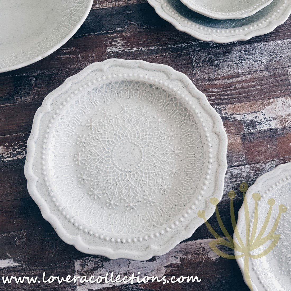 French Lace Dinnerware Set - Elegant Porcelain Plates & Bowls for Formal Dining, Wedding Reception & Holiday Table Setting (50% Off Limited Time Sale)